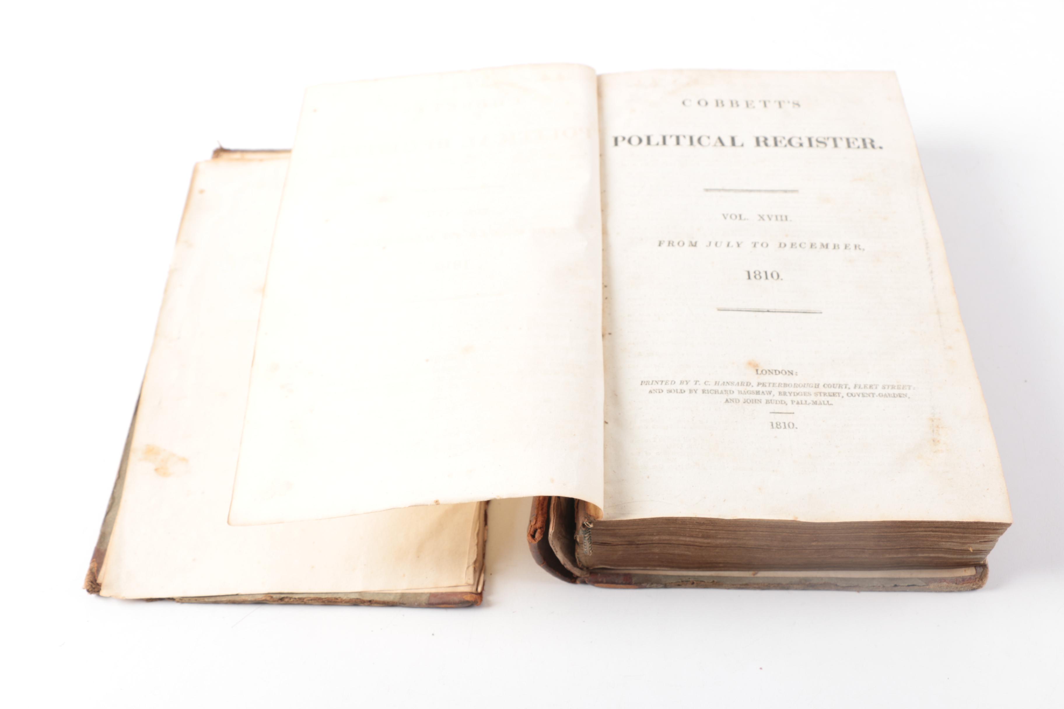 1810 "Cobbett's Political Register" by T.C. Hawnsard and Other Antique Books