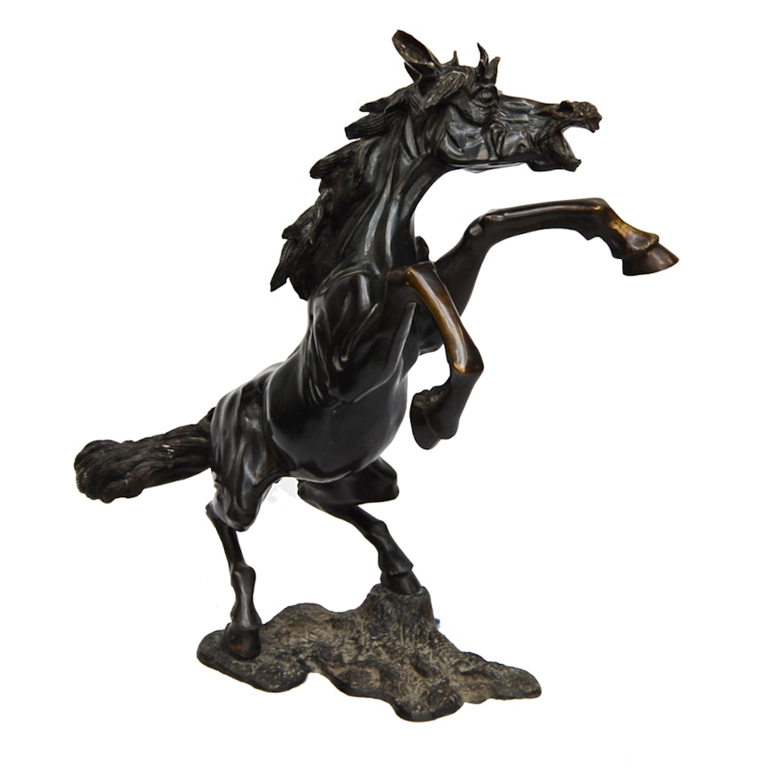 Bronze Rearing Horse Sculpture