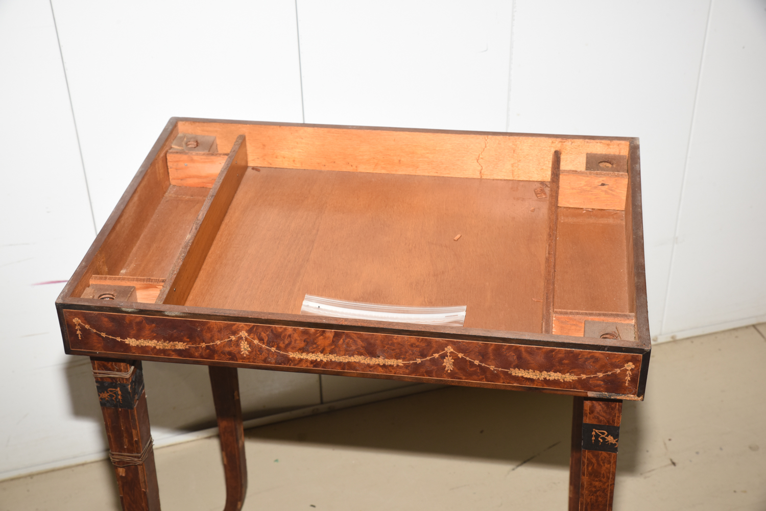 Antique Marquetry Backgammon Game Table