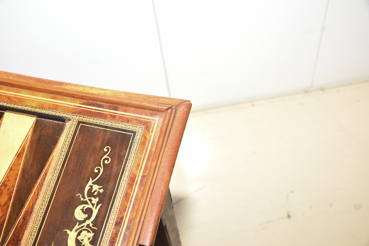 Antique Marquetry Backgammon Game Table