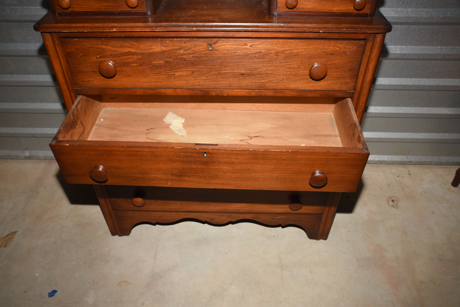 Antique Early Victorian Pine Chest of Drawers with Mirror