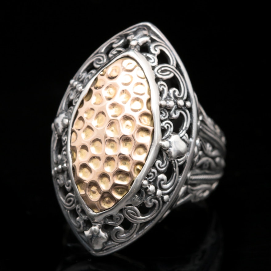 Robert Manse Sterling Silver and 18K Yellow Gold Ring