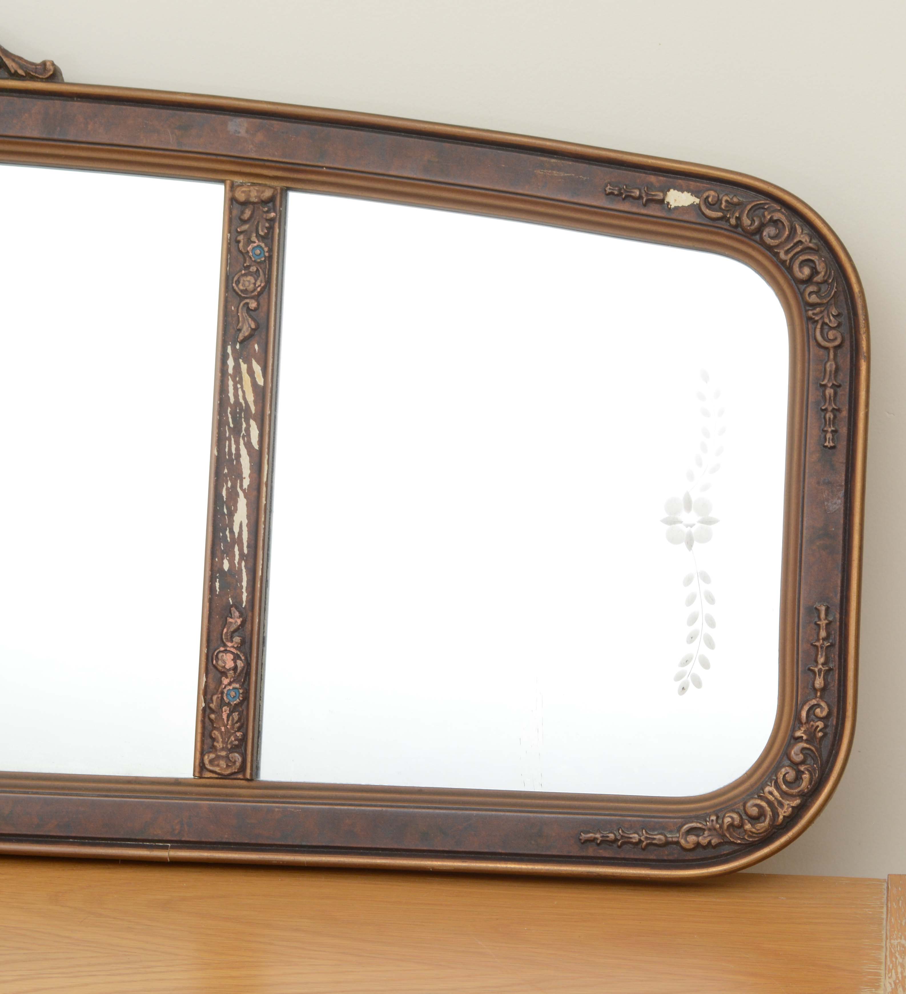 Vintage Victorian-Style Wood Framed Sofa Mirror