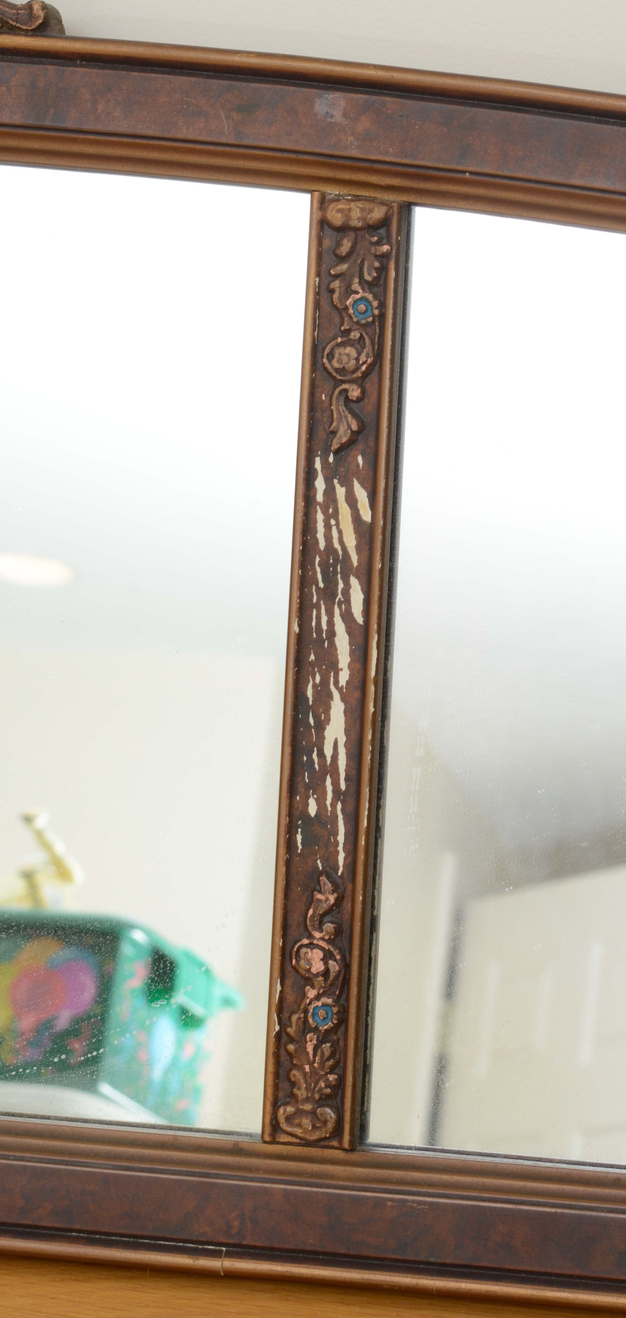 Vintage Victorian-Style Wood Framed Sofa Mirror