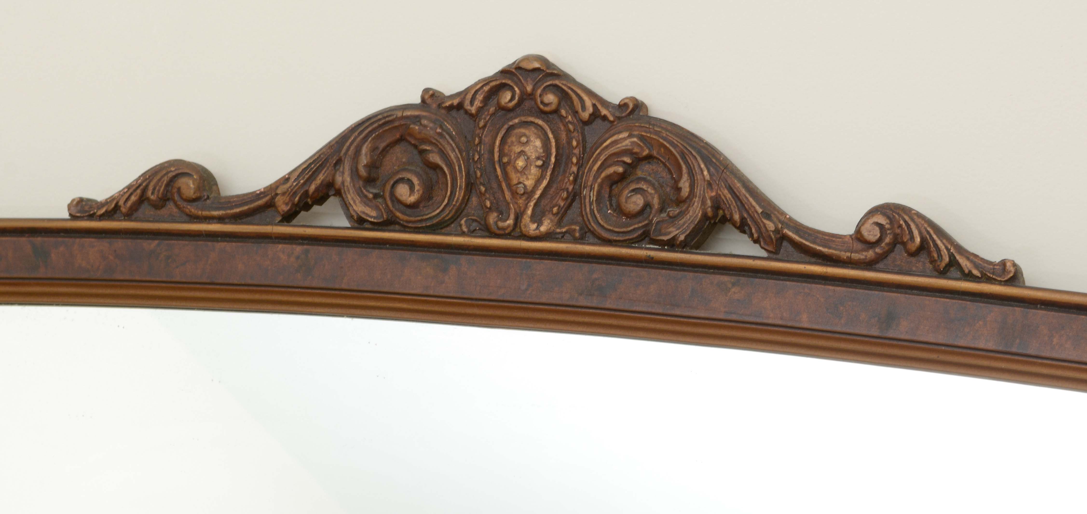 Vintage Victorian-Style Wood Framed Sofa Mirror