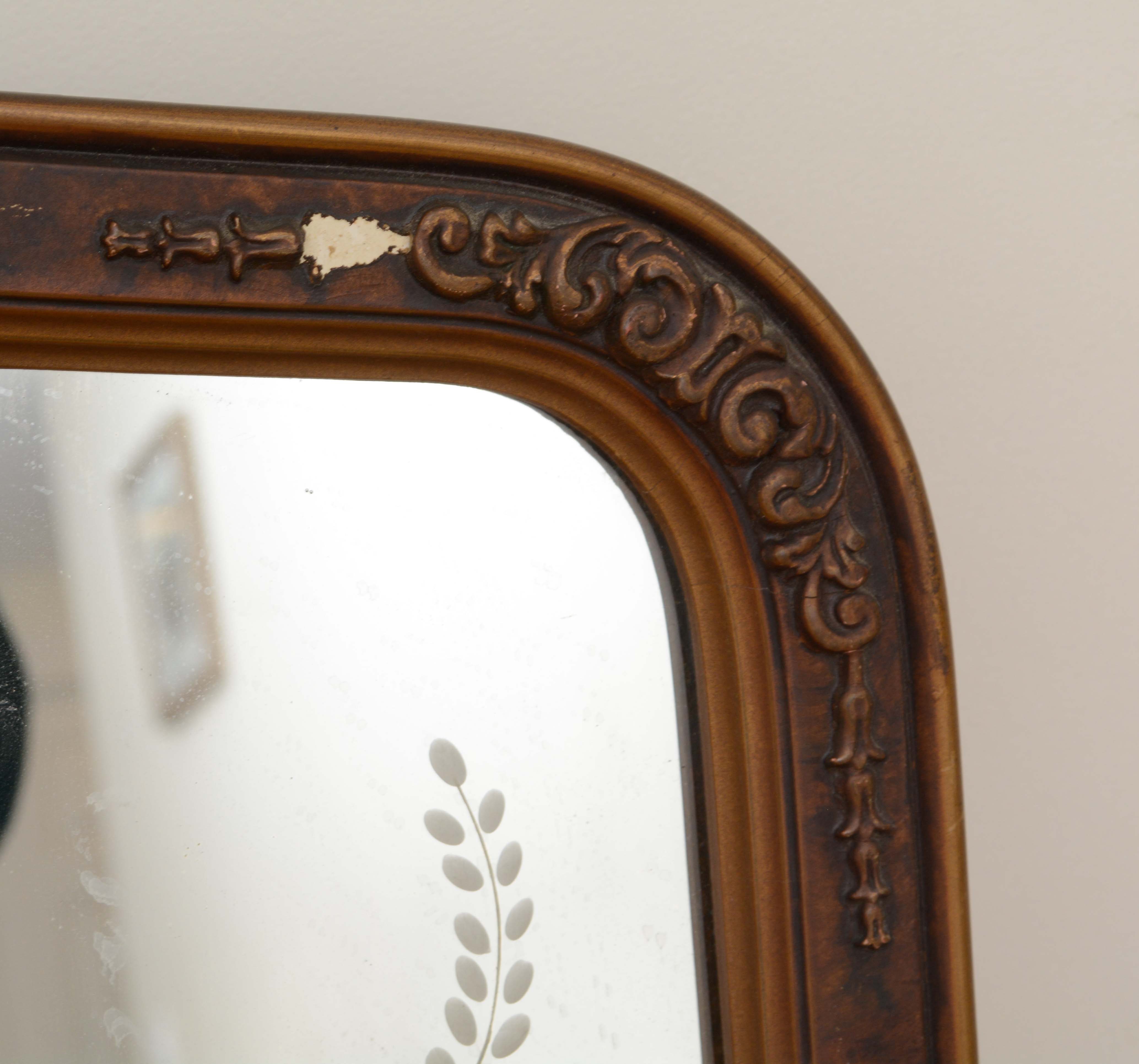 Vintage Victorian-Style Wood Framed Sofa Mirror