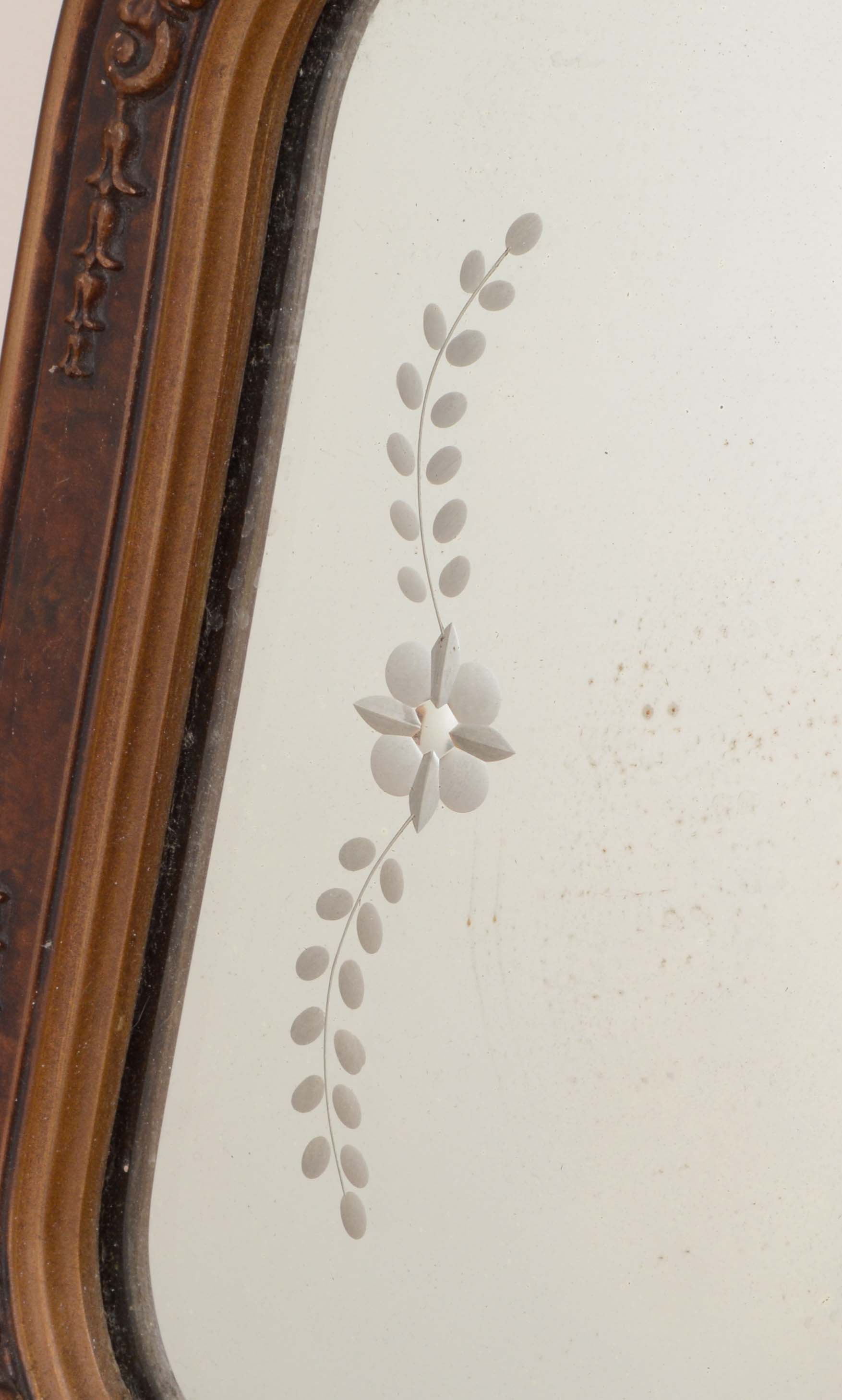 Vintage Victorian-Style Wood Framed Sofa Mirror