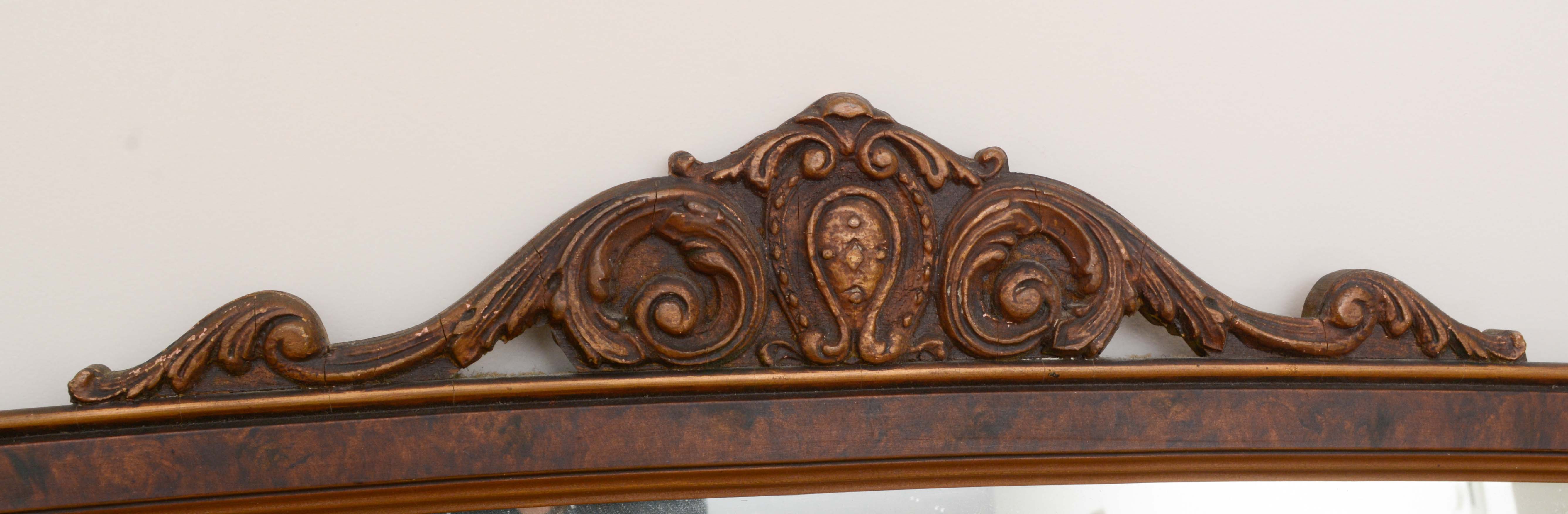 Vintage Victorian-Style Wood Framed Sofa Mirror