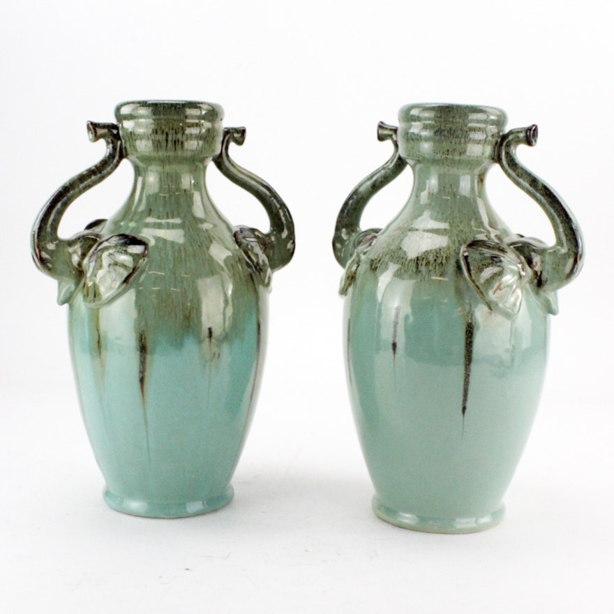 Stoneware Vases with Elephant Handles