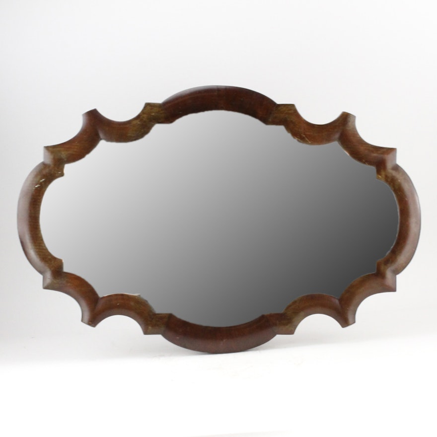 Antique Wood Framed Wall Mirror