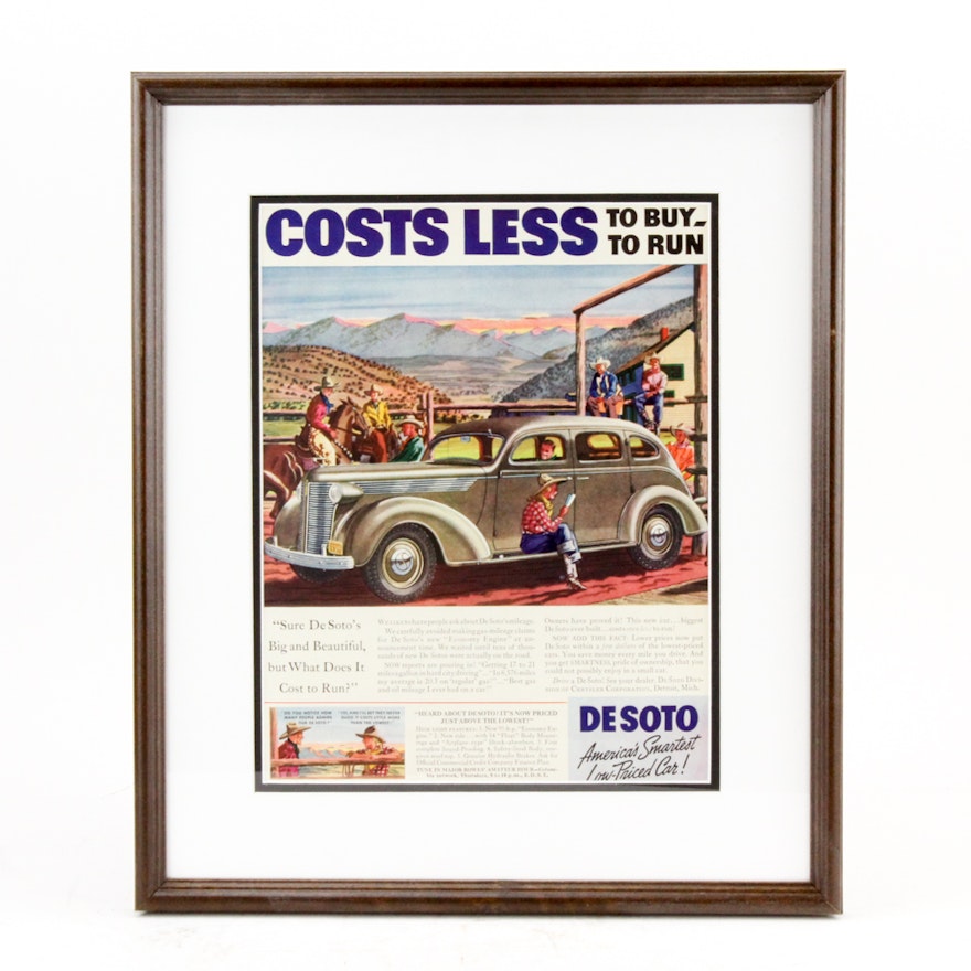 1937 DeSoto Four-Door Sedan Magazine Advertisment "Costs Less to Buy - to Run"