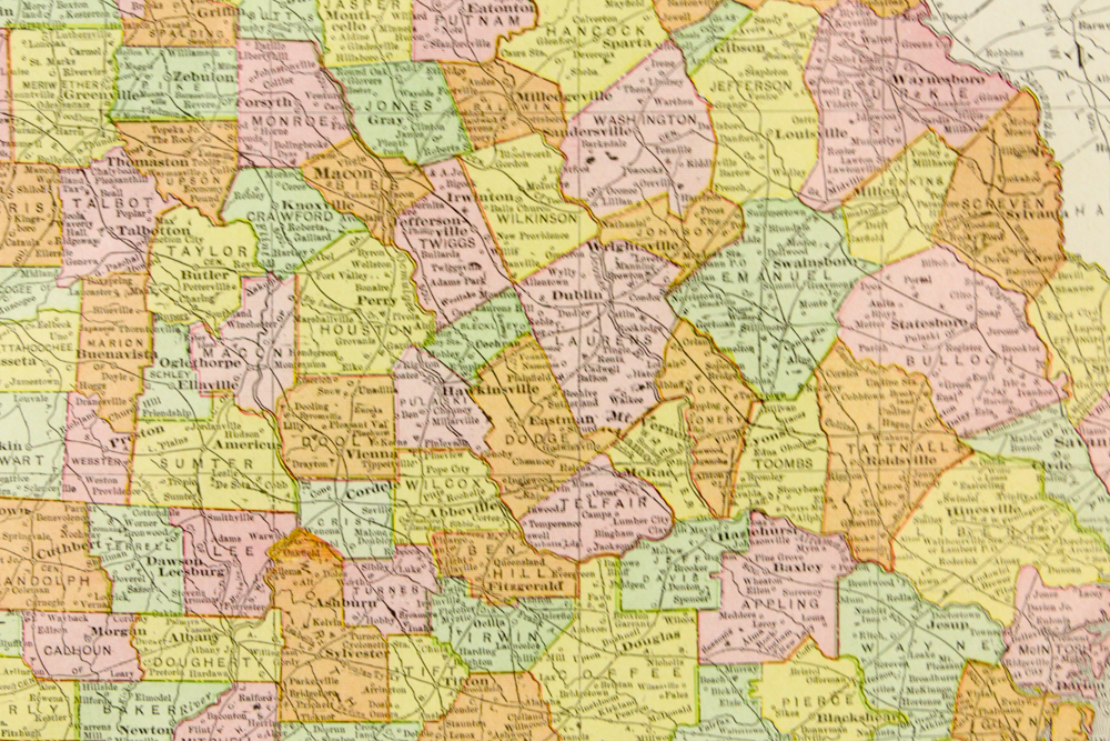 Circa 1914 Rand McNally Map of Georgia from "Atlas of the World"