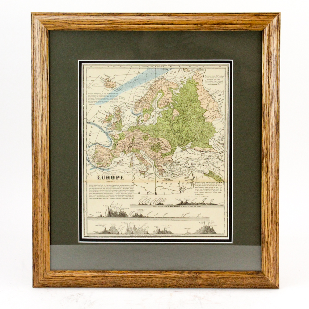 Offset Lithograph After 1858 Colton Map of Europe