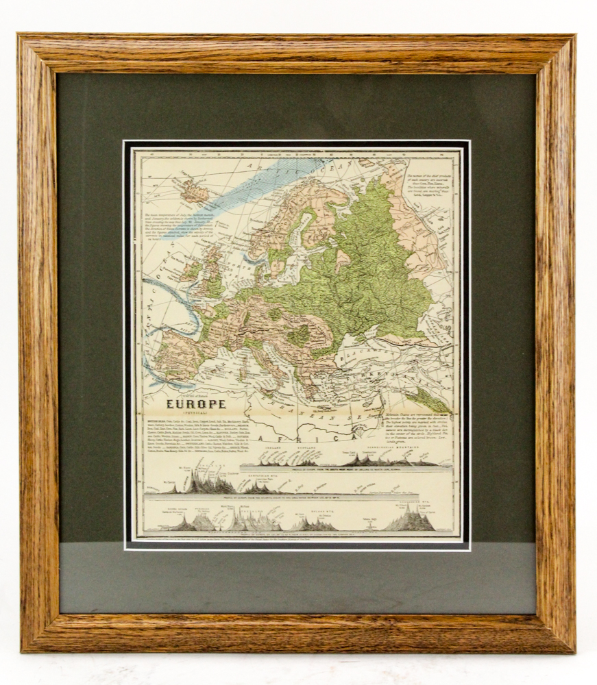 Offset Lithograph After 1858 Colton Map of Europe