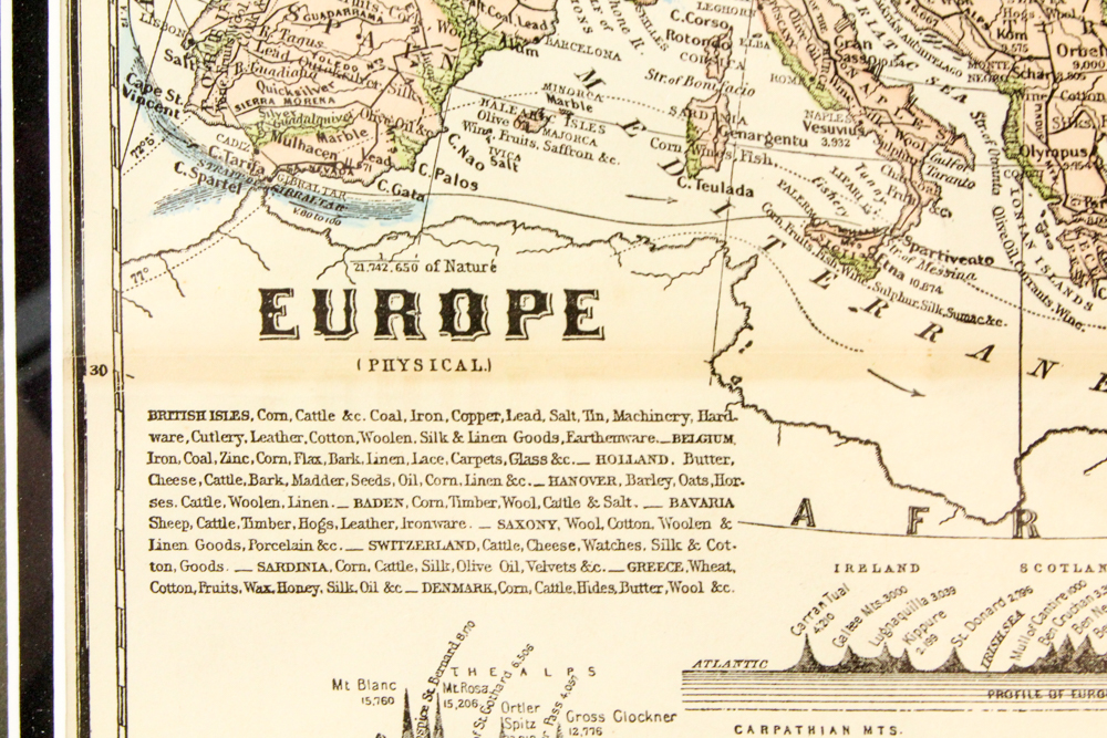 Offset Lithograph After 1858 Colton Map of Europe