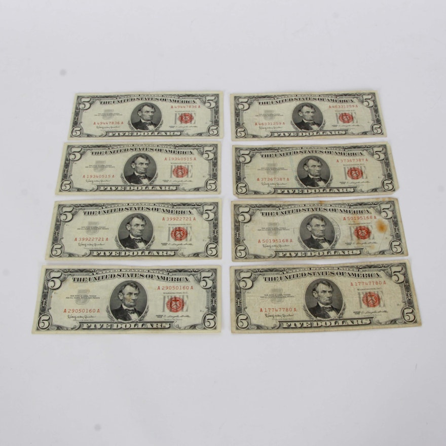 1963 Red Seal Five Dollar Notes
