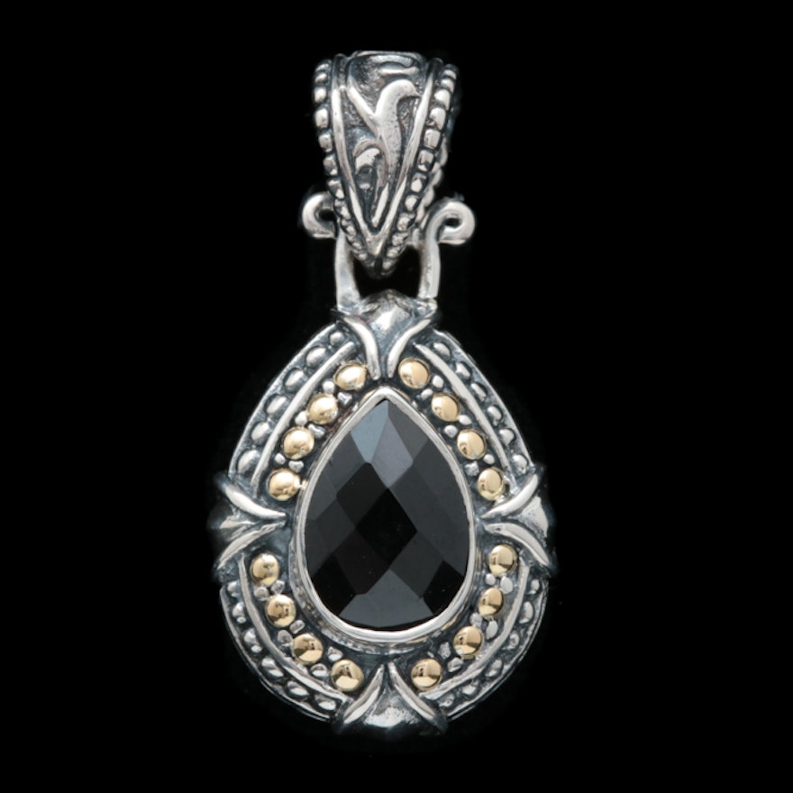 Robert Manse Sterling Silver, 18K Yellow Gold and Black Spinel Pendant