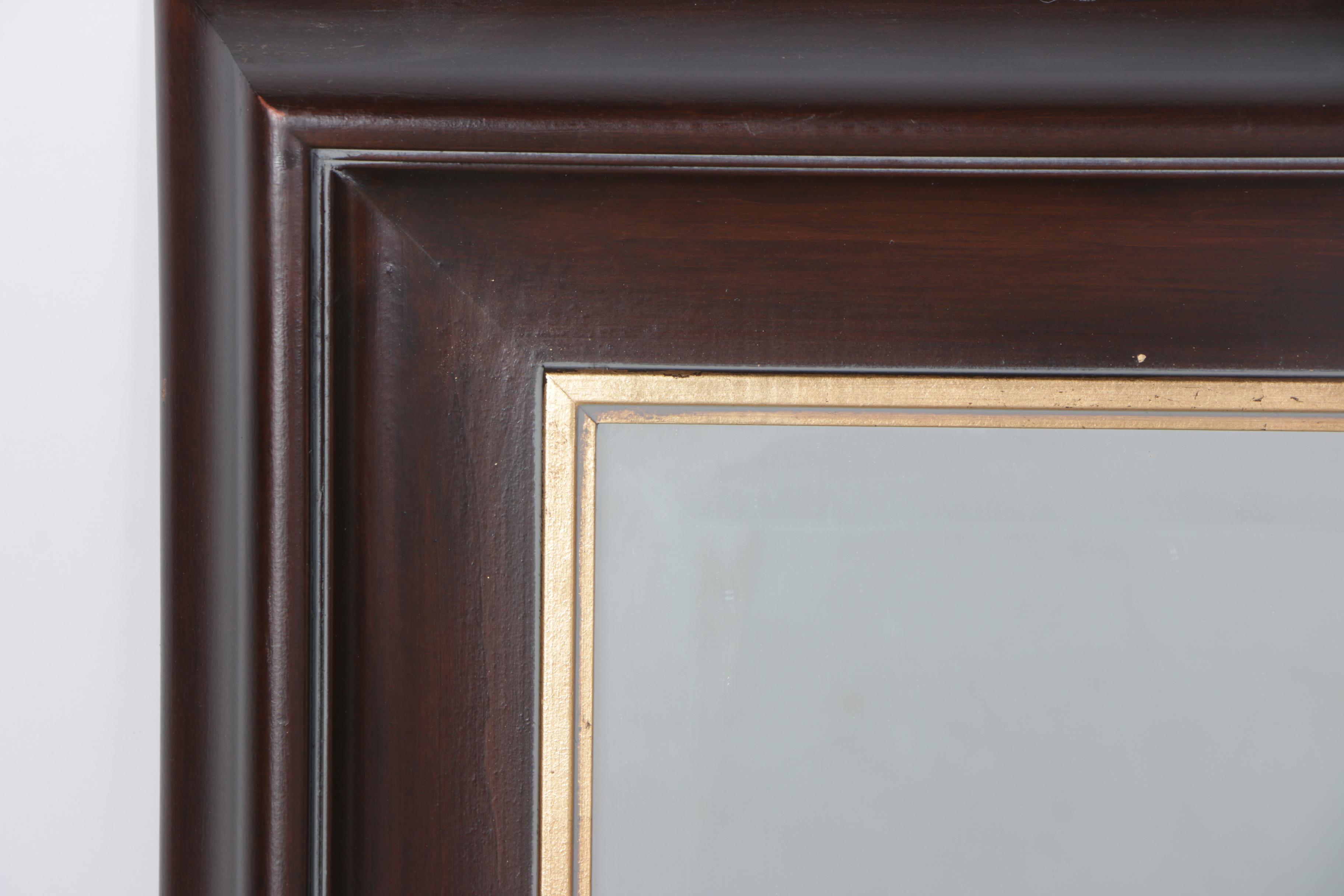 Two Toned Wood and Metal Framed Wall Mirror
