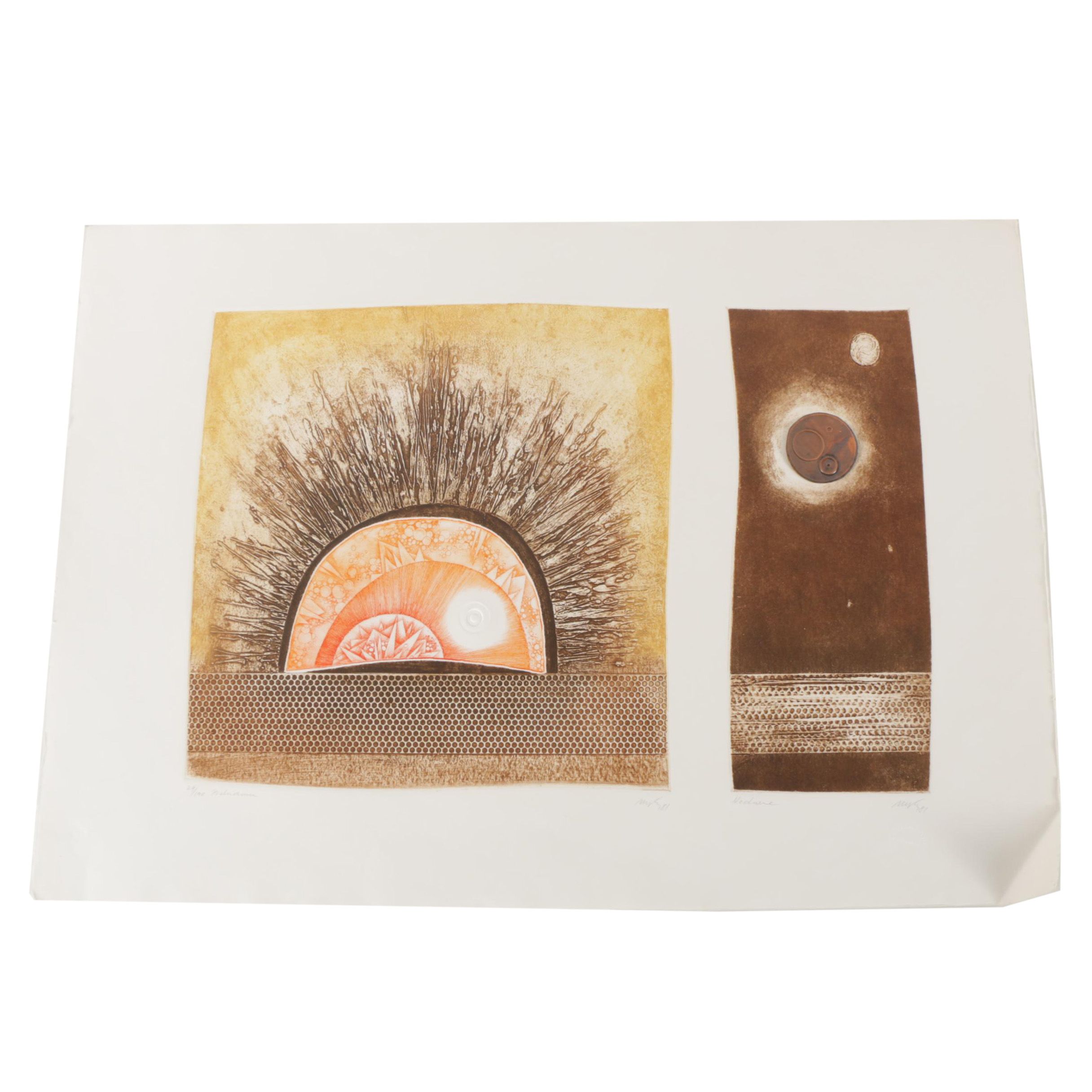 Mikulas Kravjansky Intaglio Print "Preludium" and "Nocturne"