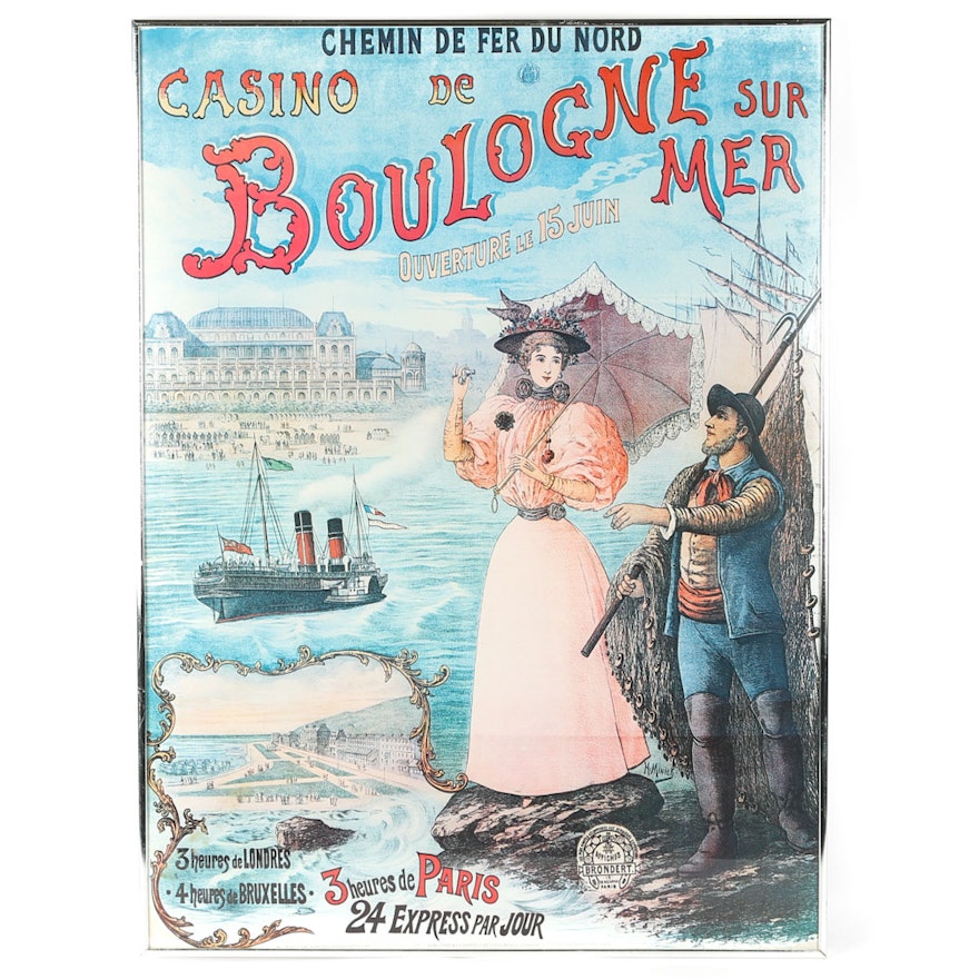 Reproduction Poster on Paper "Casino De Boulogne Sur Mer"