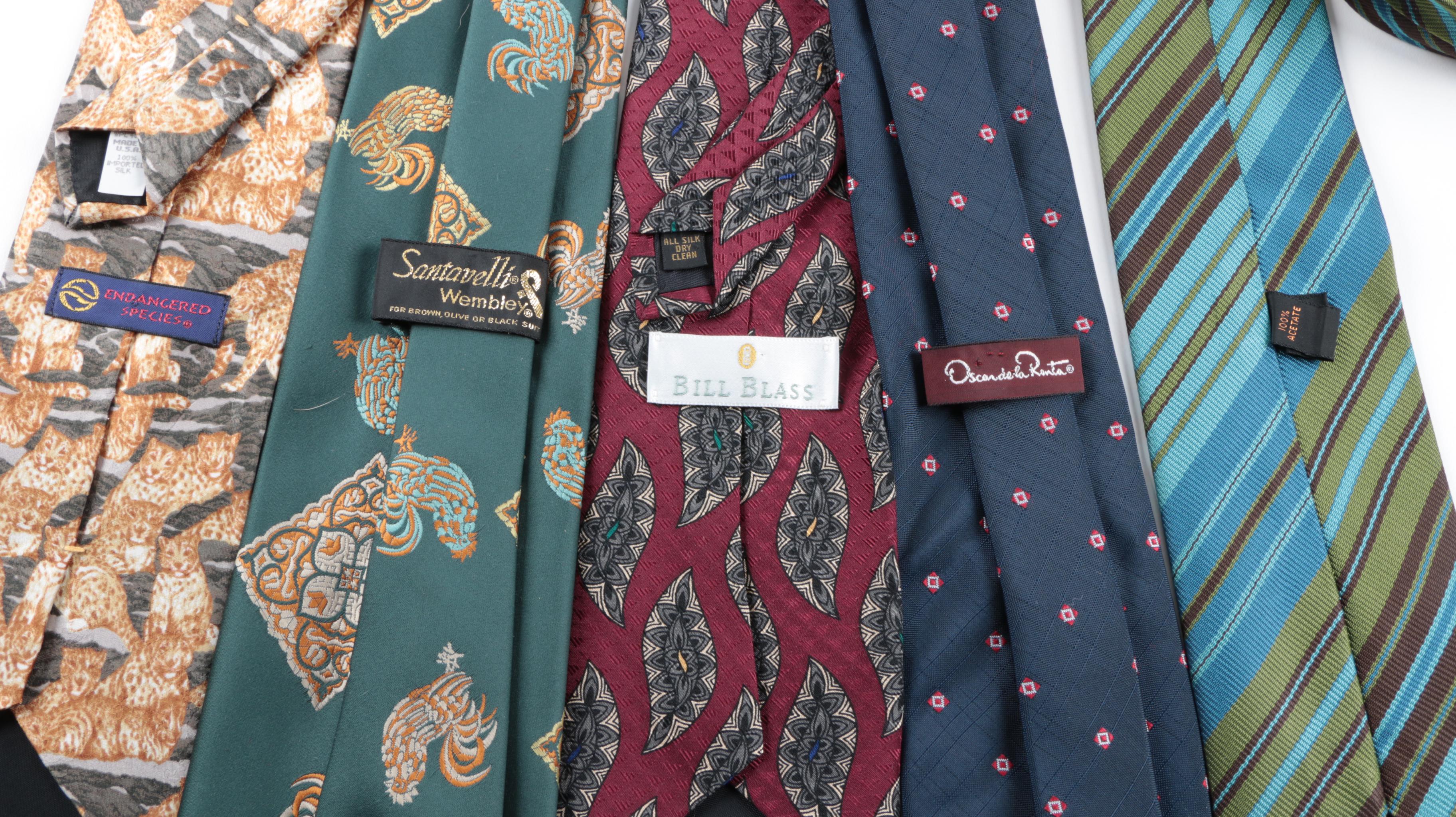Men's Neckties Including Oscar de la Renta, Bill Blass and Wembley