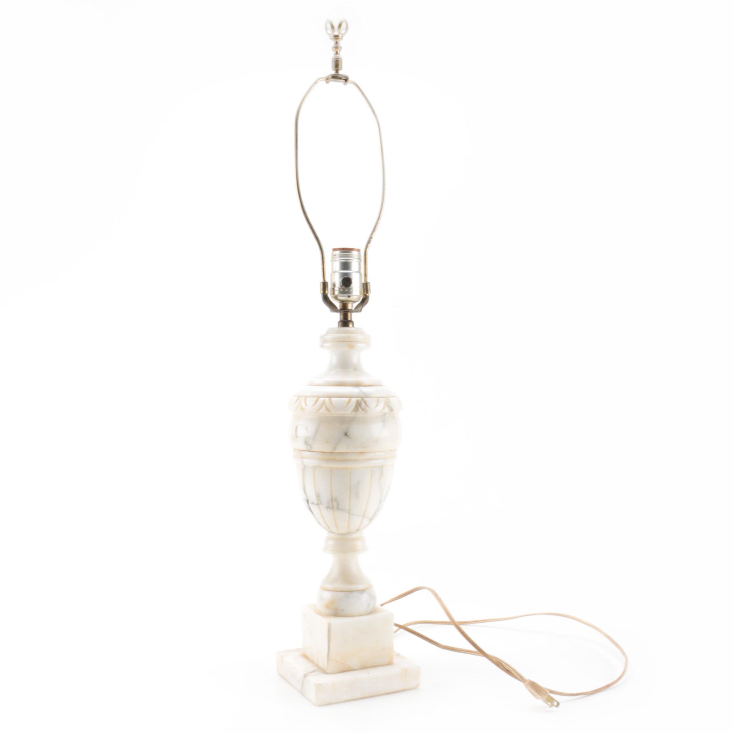 Italian Carved Alabaster Table Lamp