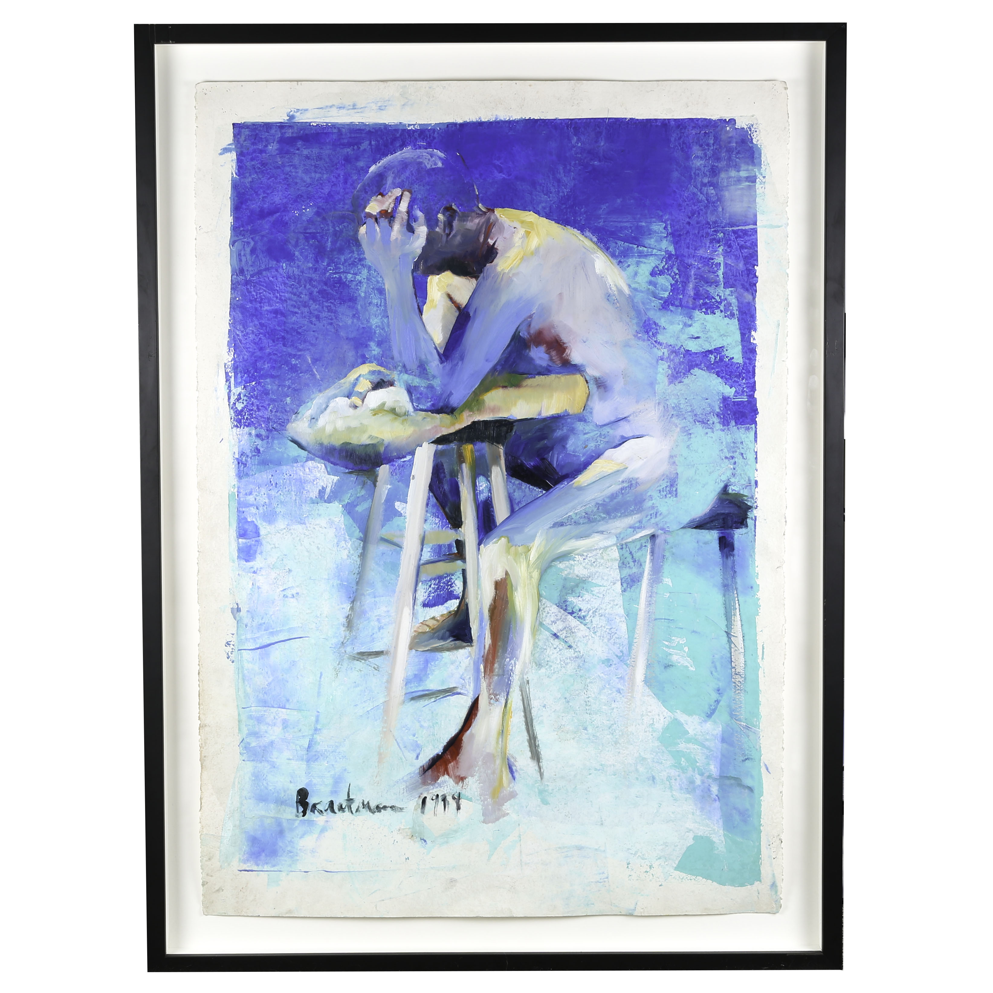 Andy Braitman Oil on Cotton Painting "Blue Man"