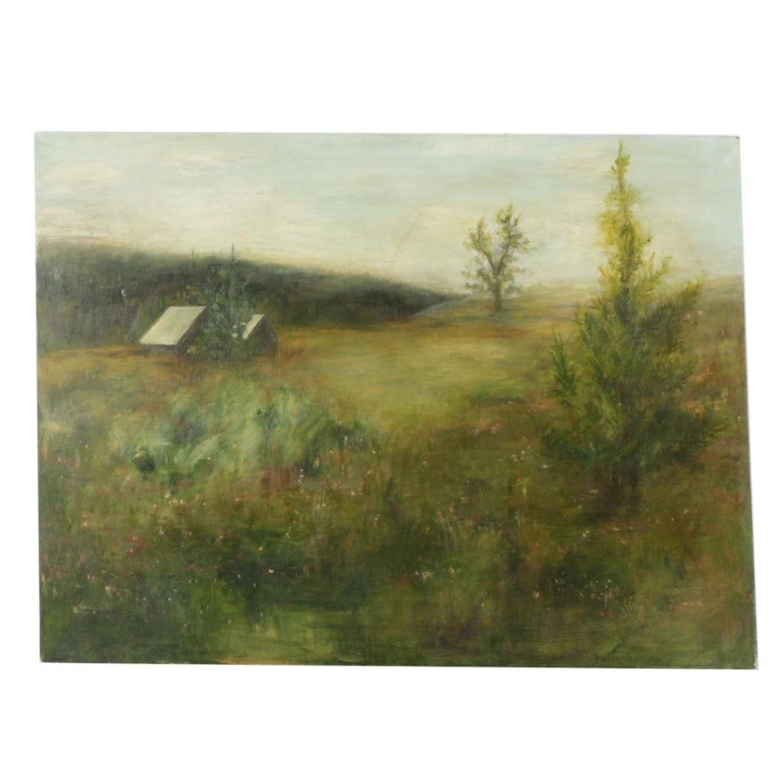 Oil Painting of a Pastoral Landscape