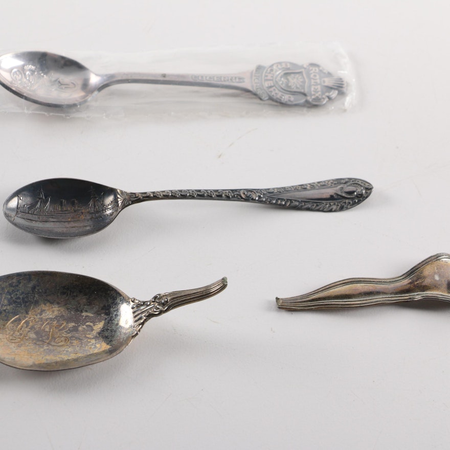 Simpson, Hall, Miller & Co Sterling Spoon with Sterling and Silver Plate Spoons