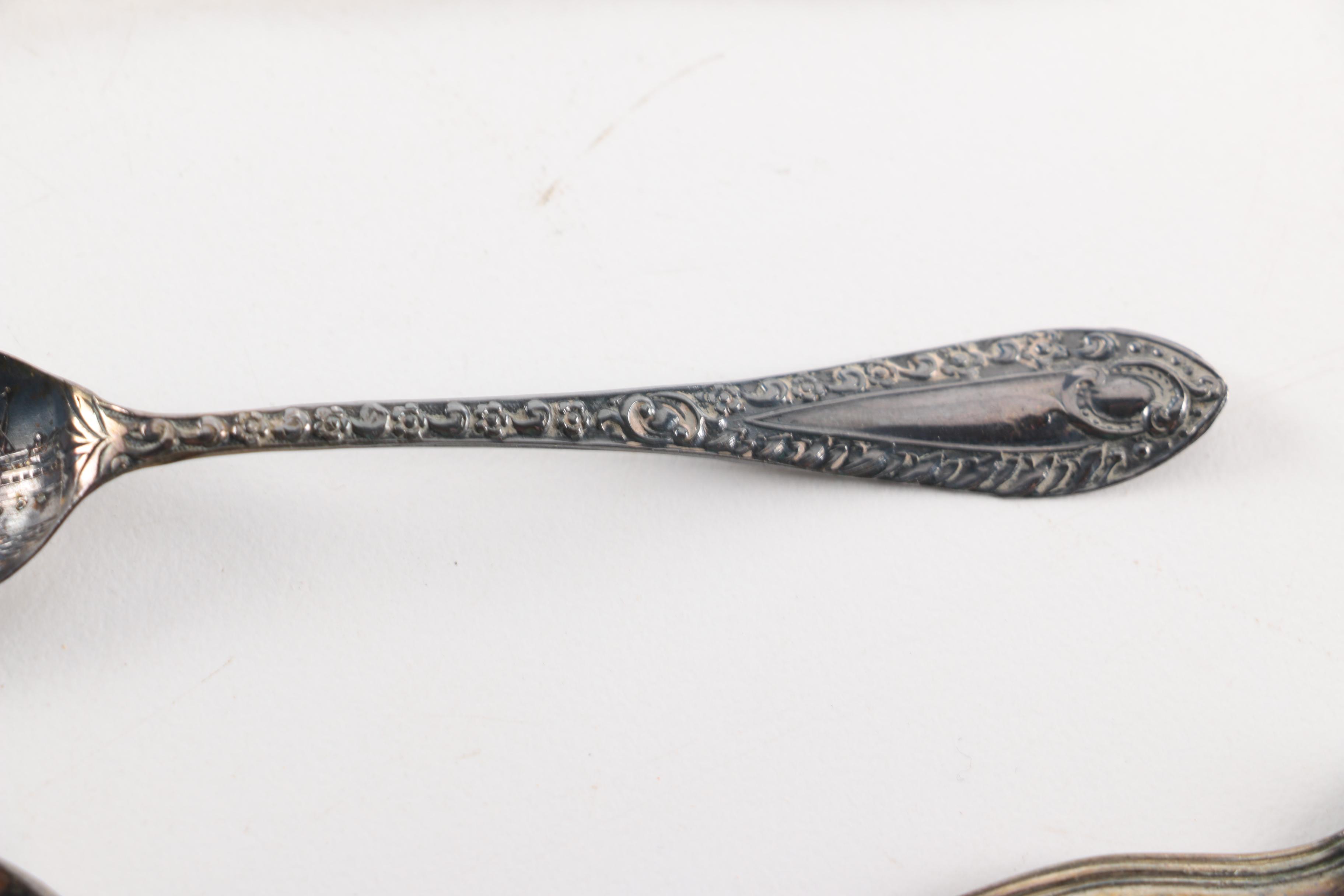 Simpson, Hall, Miller & Co Sterling Spoon with Sterling and Silver Plate Spoons