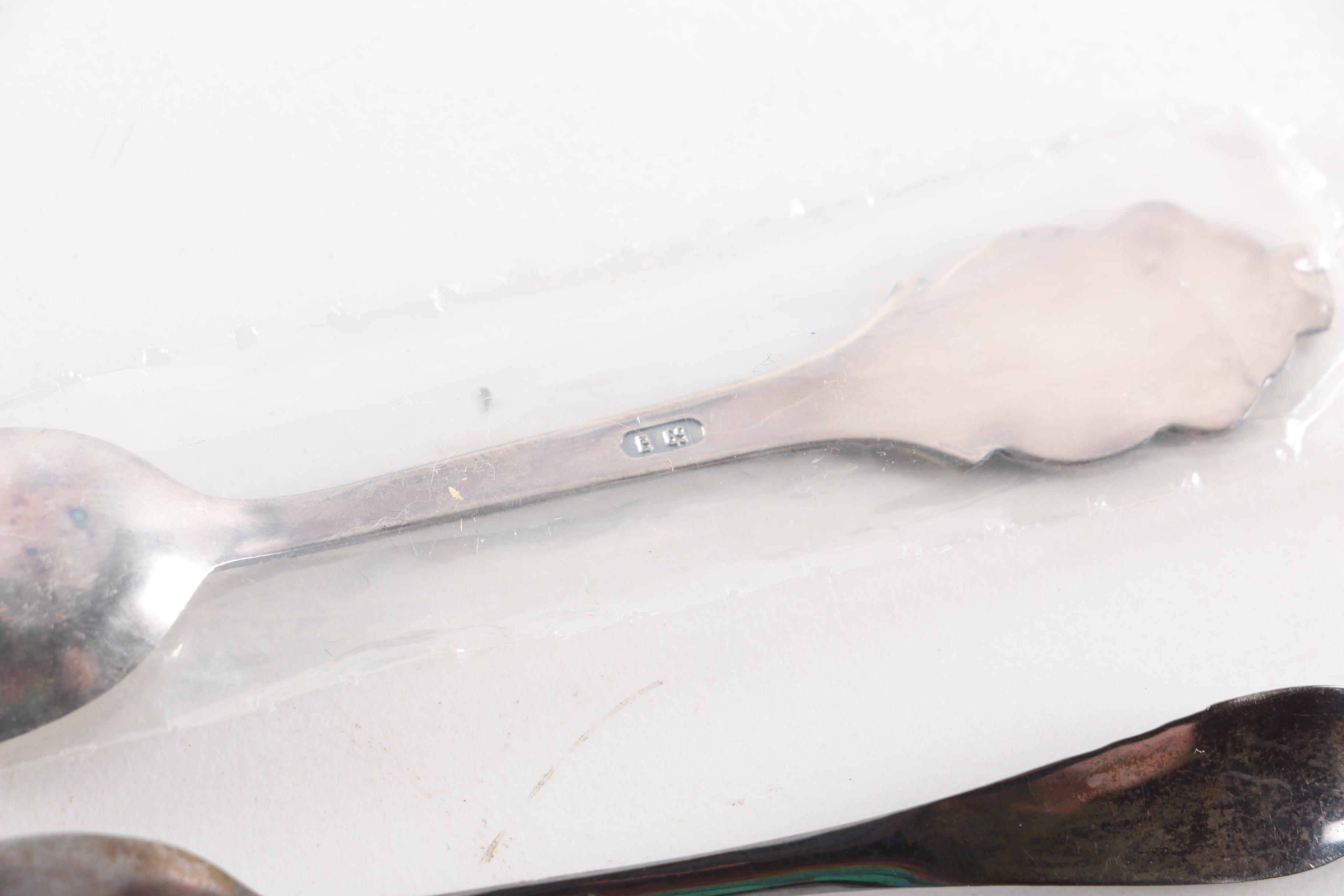 Simpson, Hall, Miller & Co Sterling Spoon with Sterling and Silver Plate Spoons