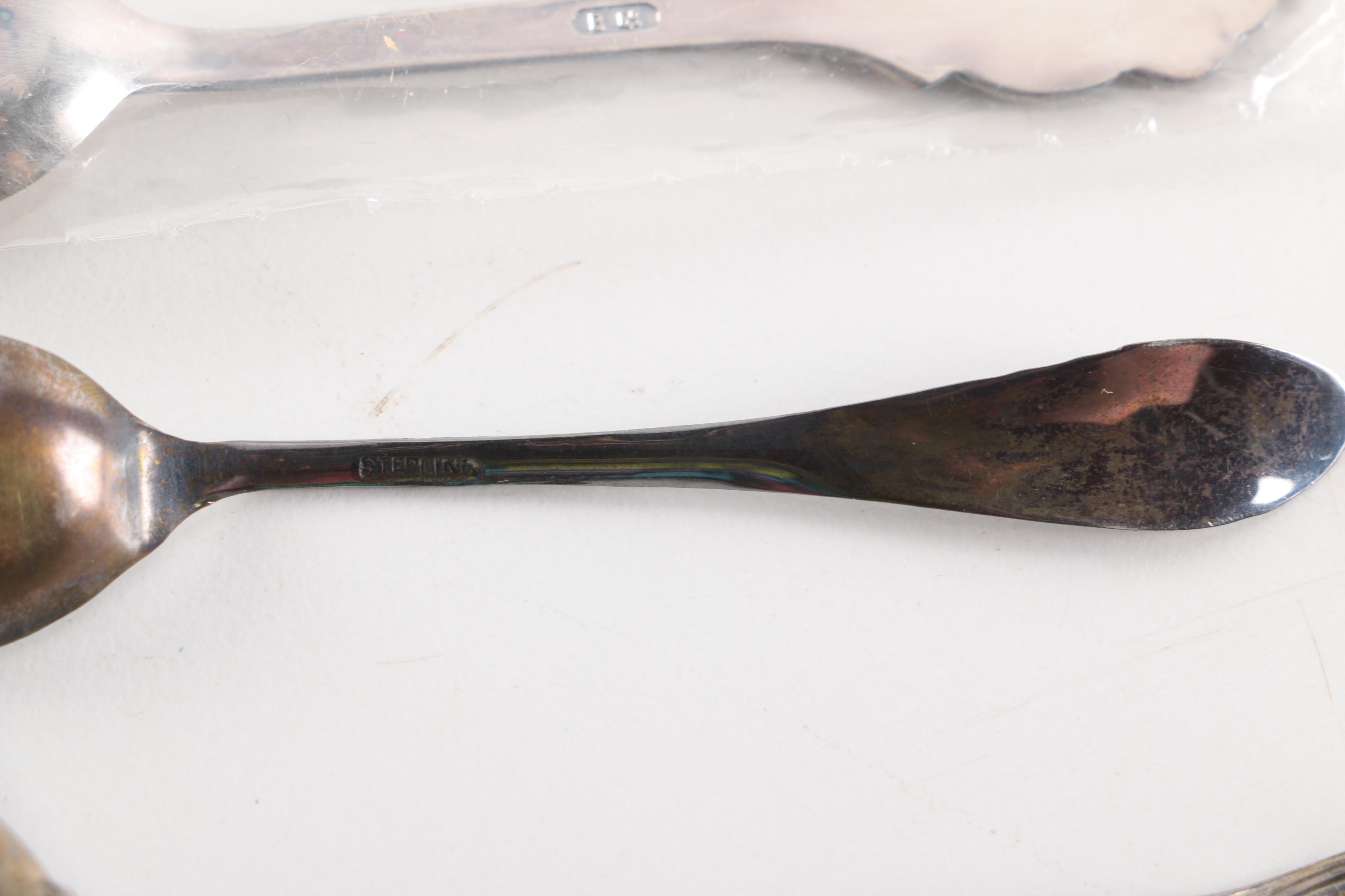 Simpson, Hall, Miller & Co Sterling Spoon with Sterling and Silver Plate Spoons