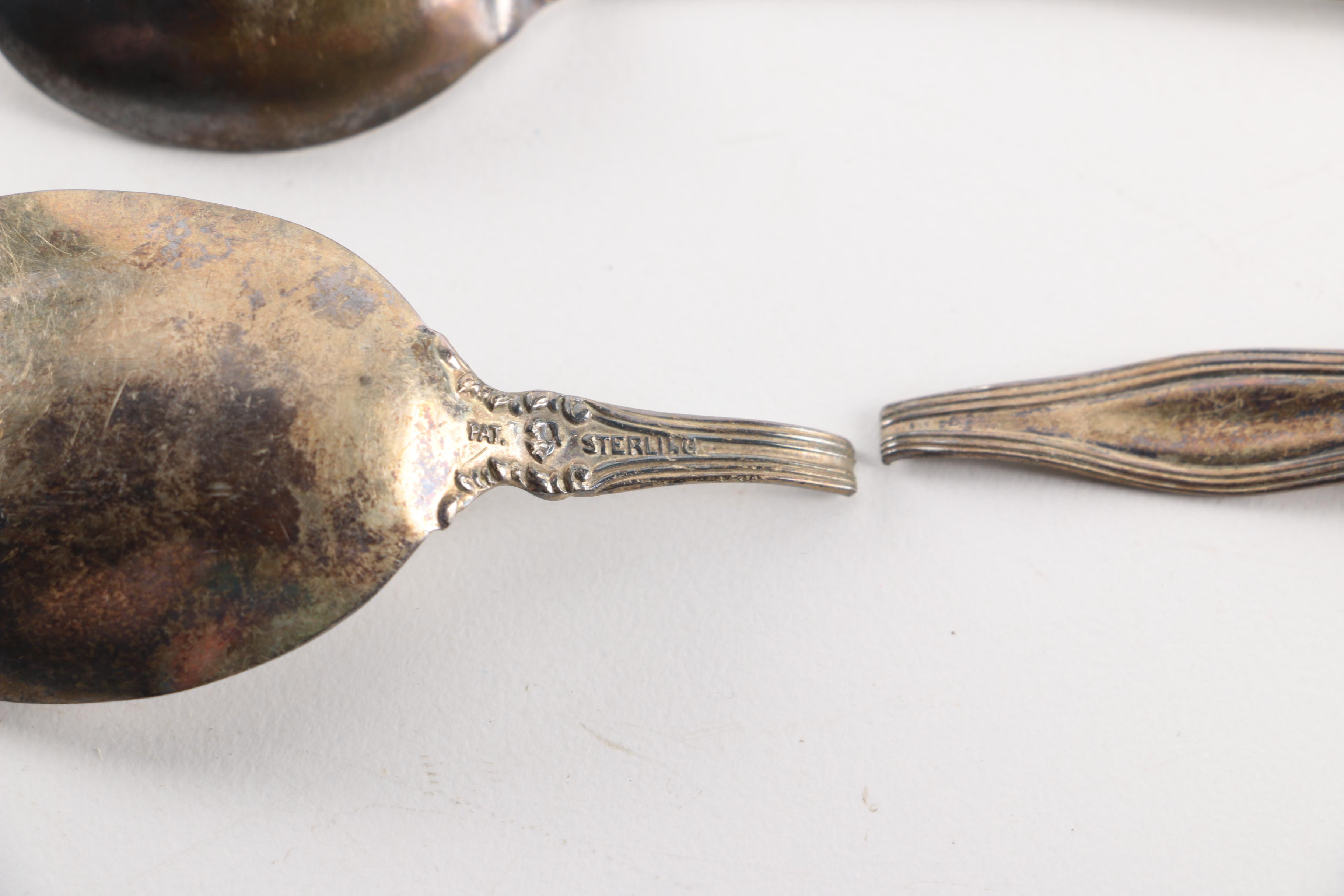Simpson, Hall, Miller & Co Sterling Spoon with Sterling and Silver Plate Spoons