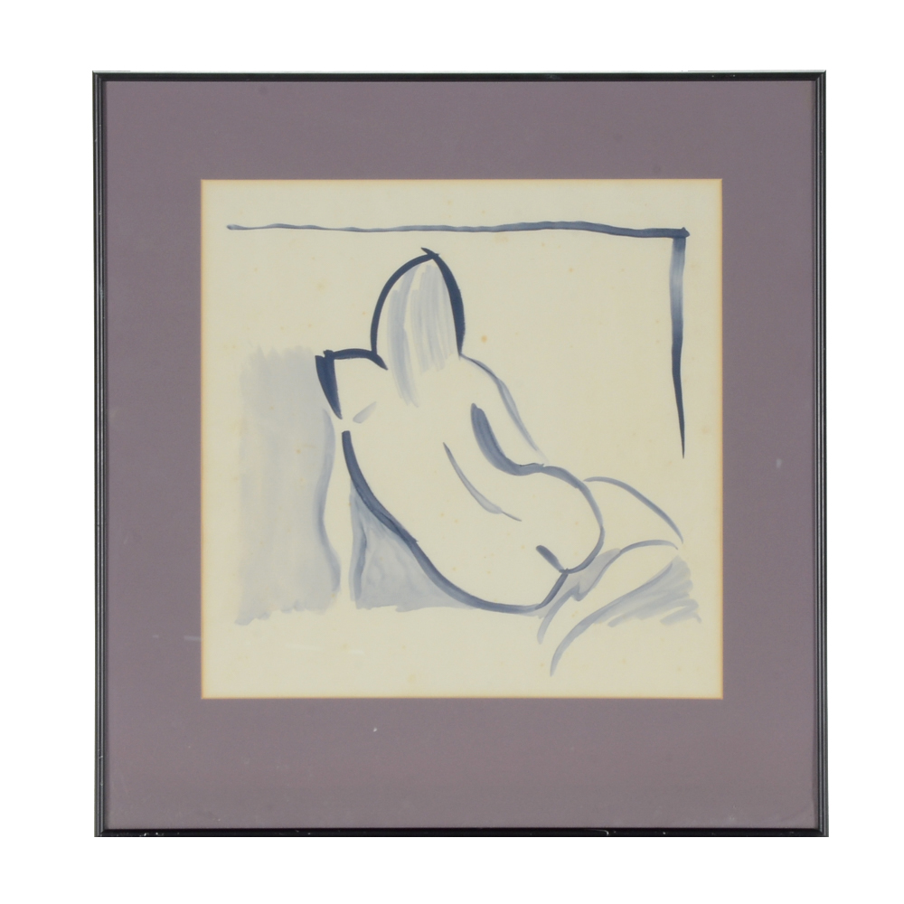 Carol Mathews Original Watercolor "Gray Nude"