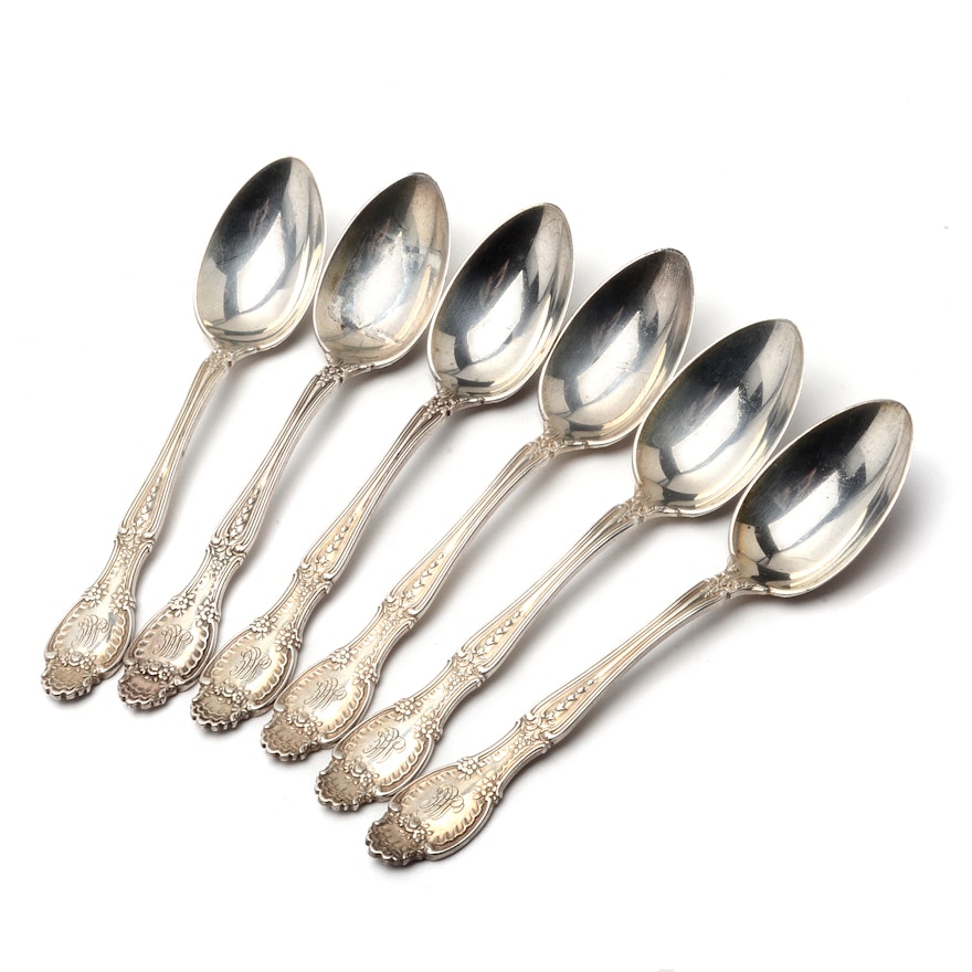 Six Tiffany & Co. Sterling Silver Demitasse Spoons in the Pattern "Richelieu"