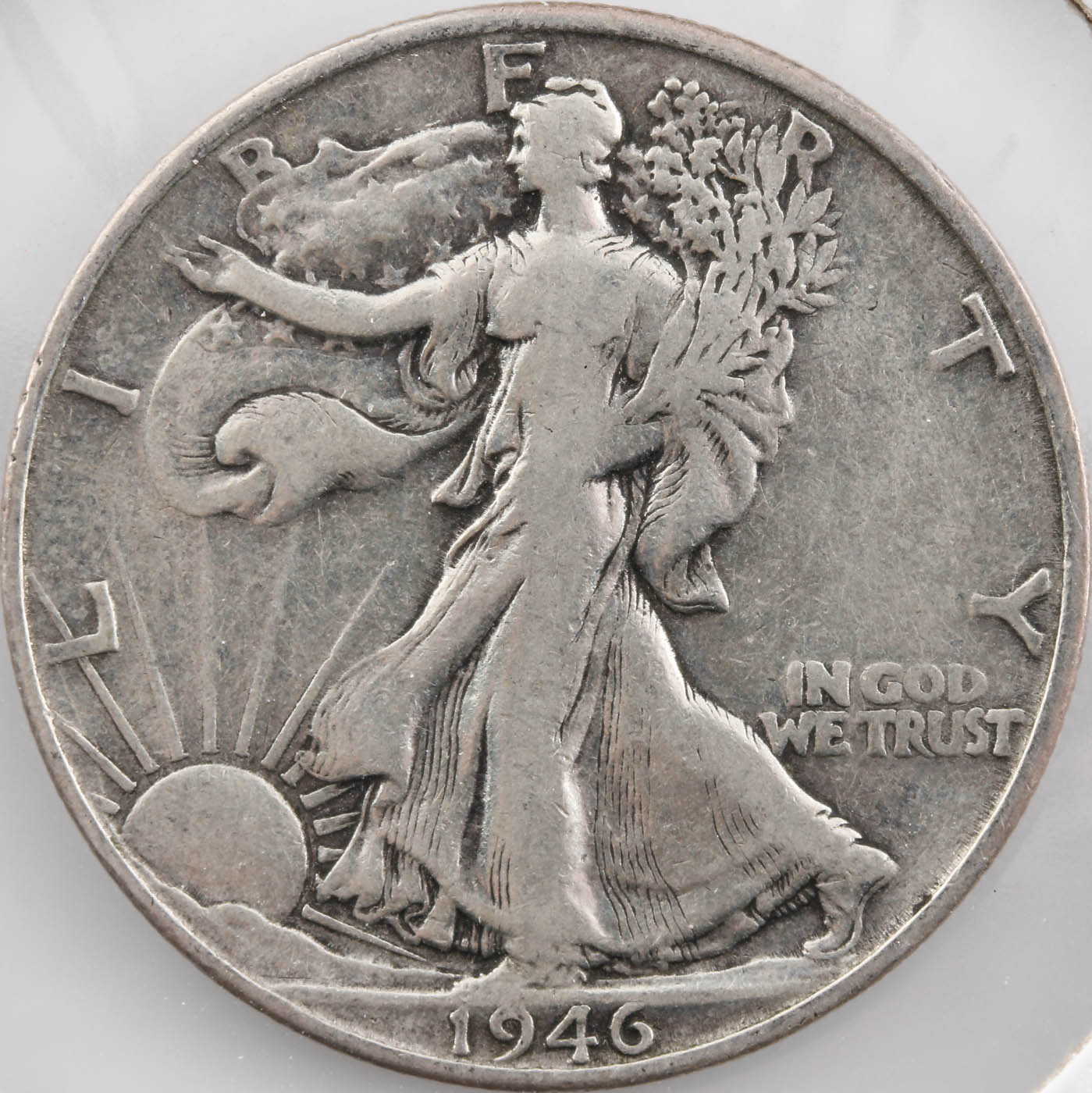 Group of Two Walking Liberty Silver Half Dollars Including 1946 and 1946-S