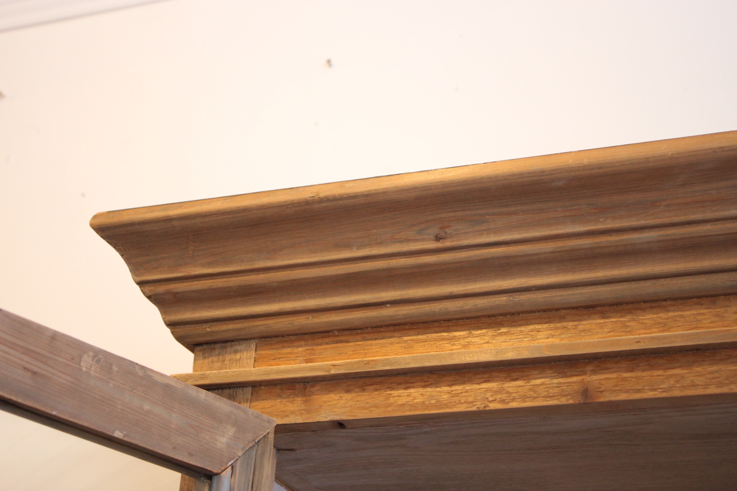 Pine Display Cabinet with Glass Paned Doors