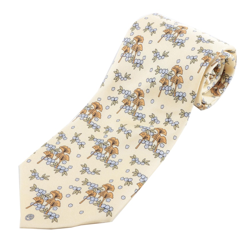 Men's Arnys Paris Handmade C/1424 Silk Necktie in Floral Print