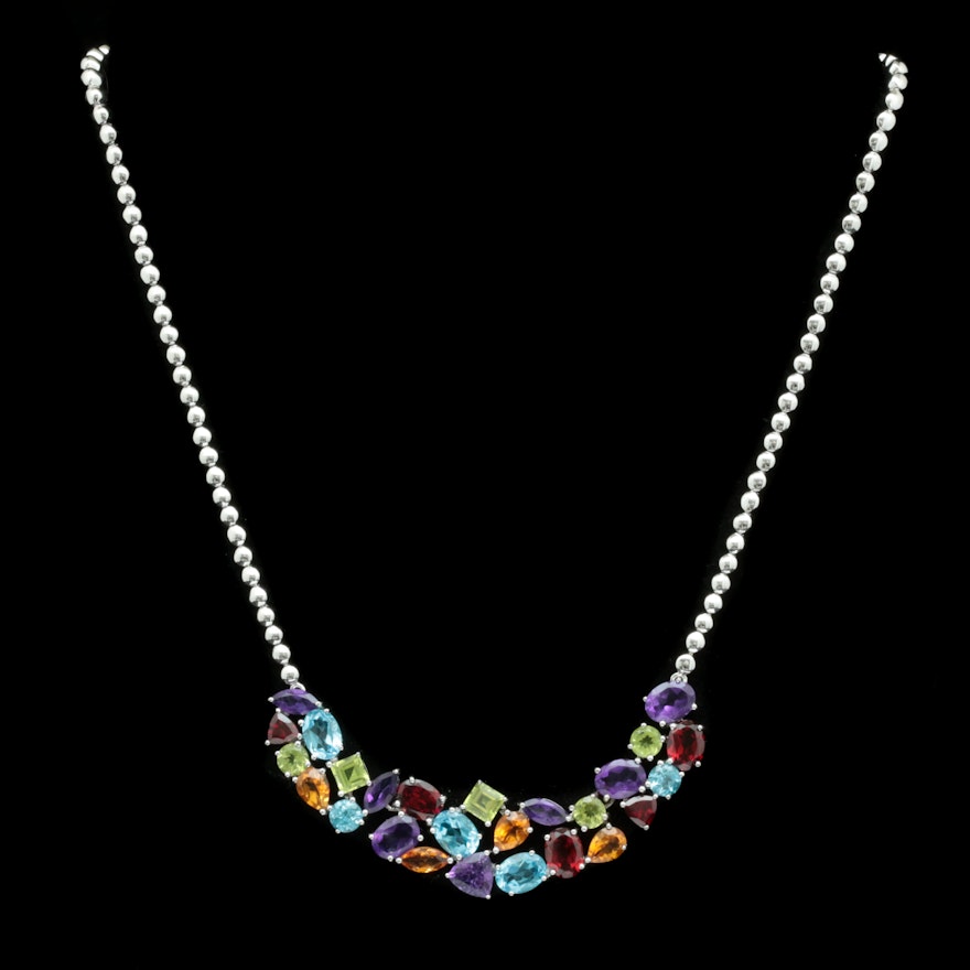 Robert Manse Sterling Silver and Multi-Gemstone Necklace