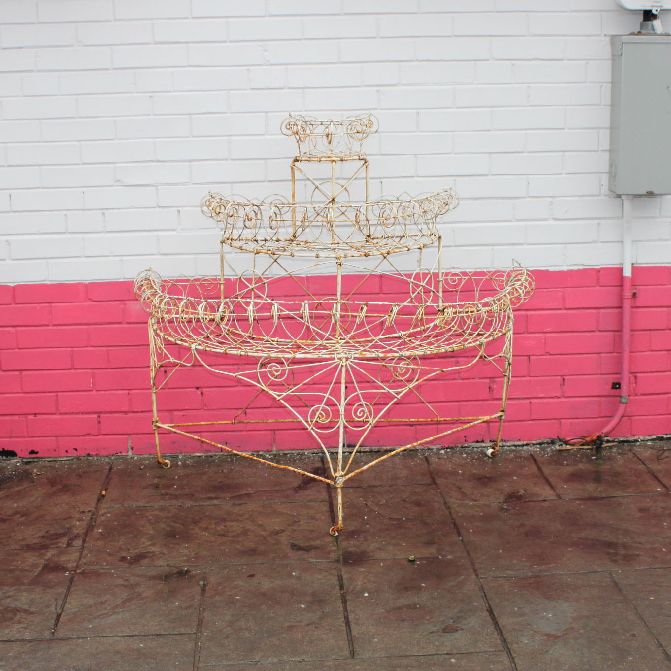 Victorian Demilune Tiered Wire Plant Stand