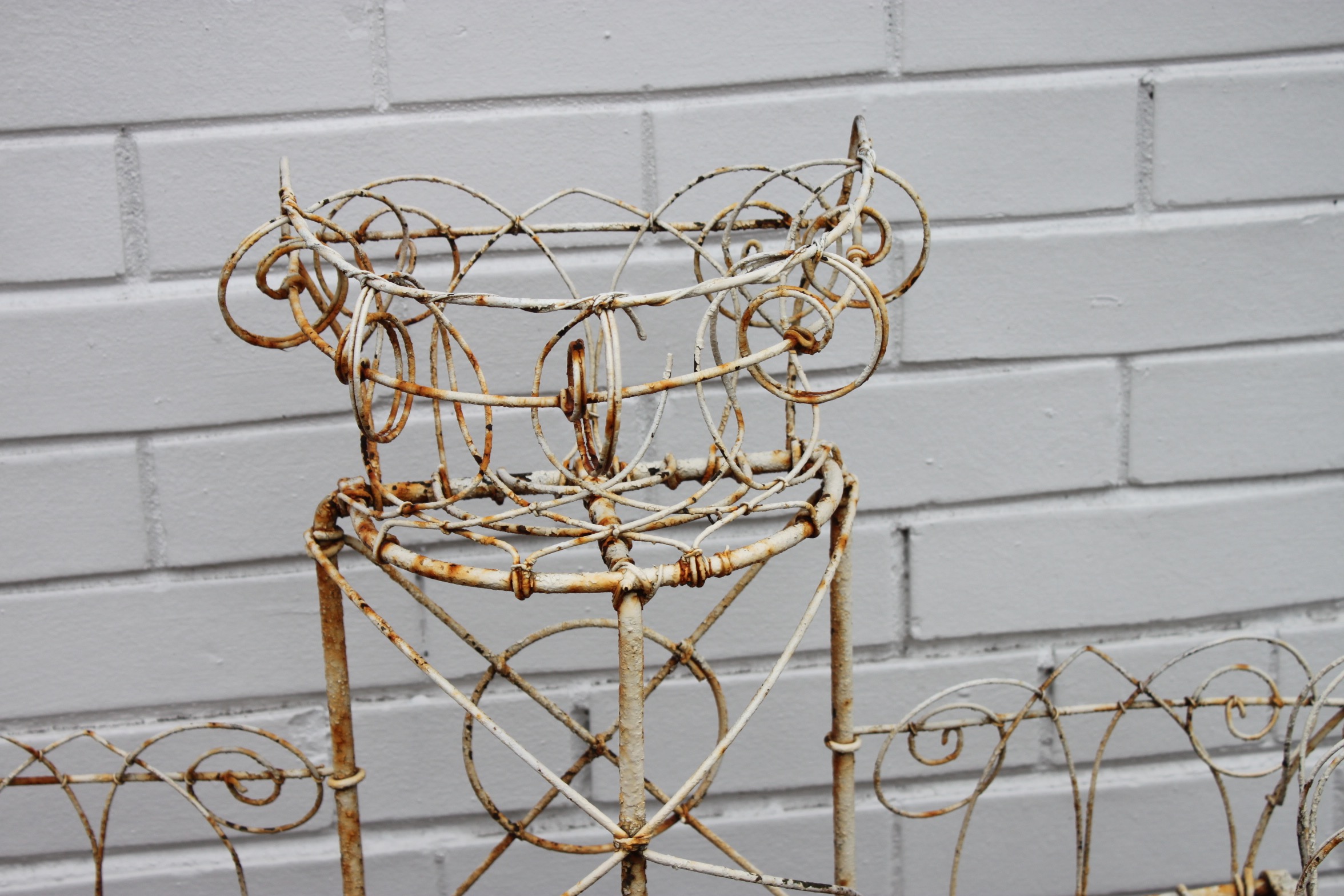 Victorian Demilune Tiered Wire Plant Stand