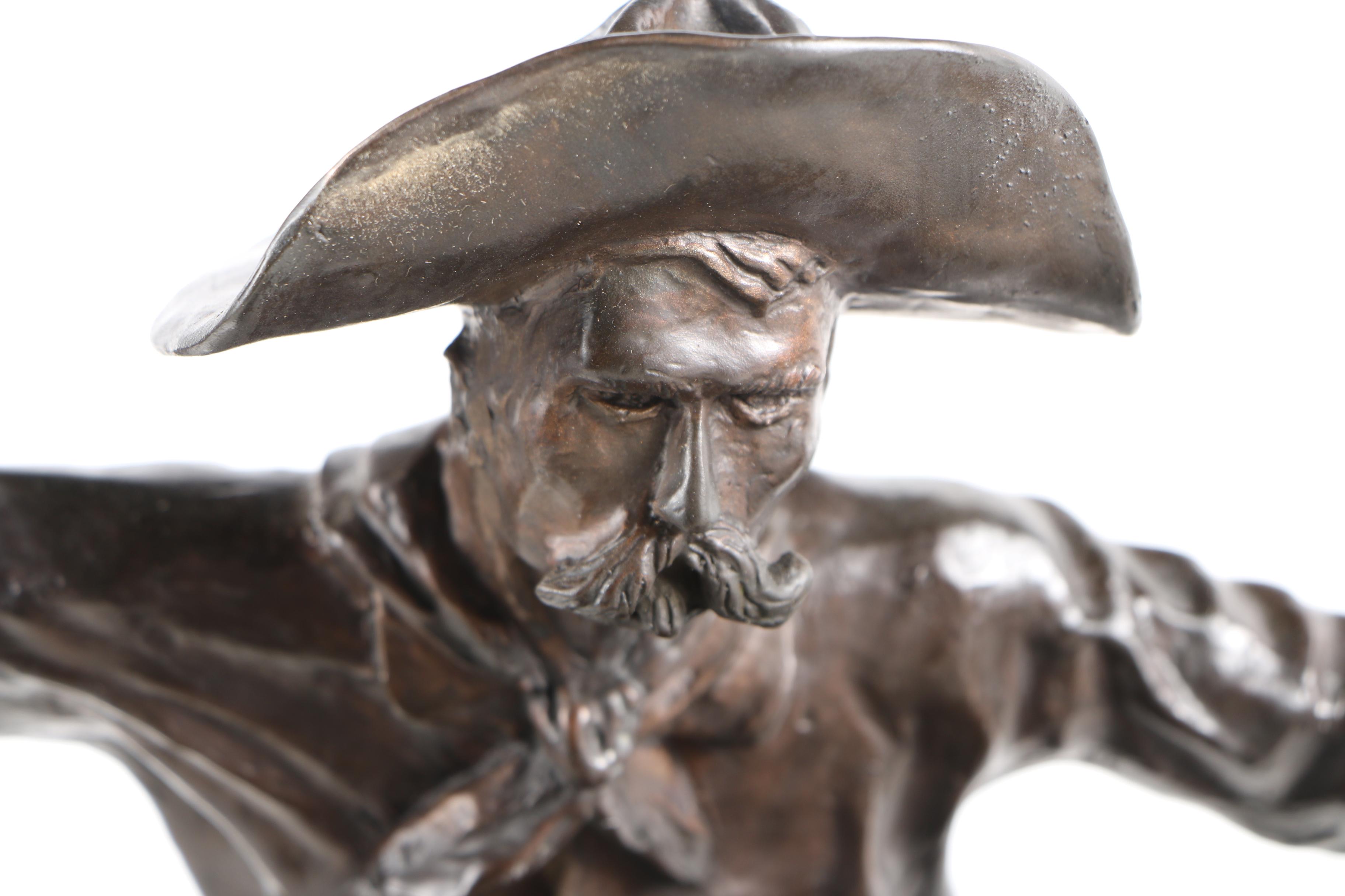 Bronze Reproduction Sculpture After Frederic Remington "Bronco Buster"