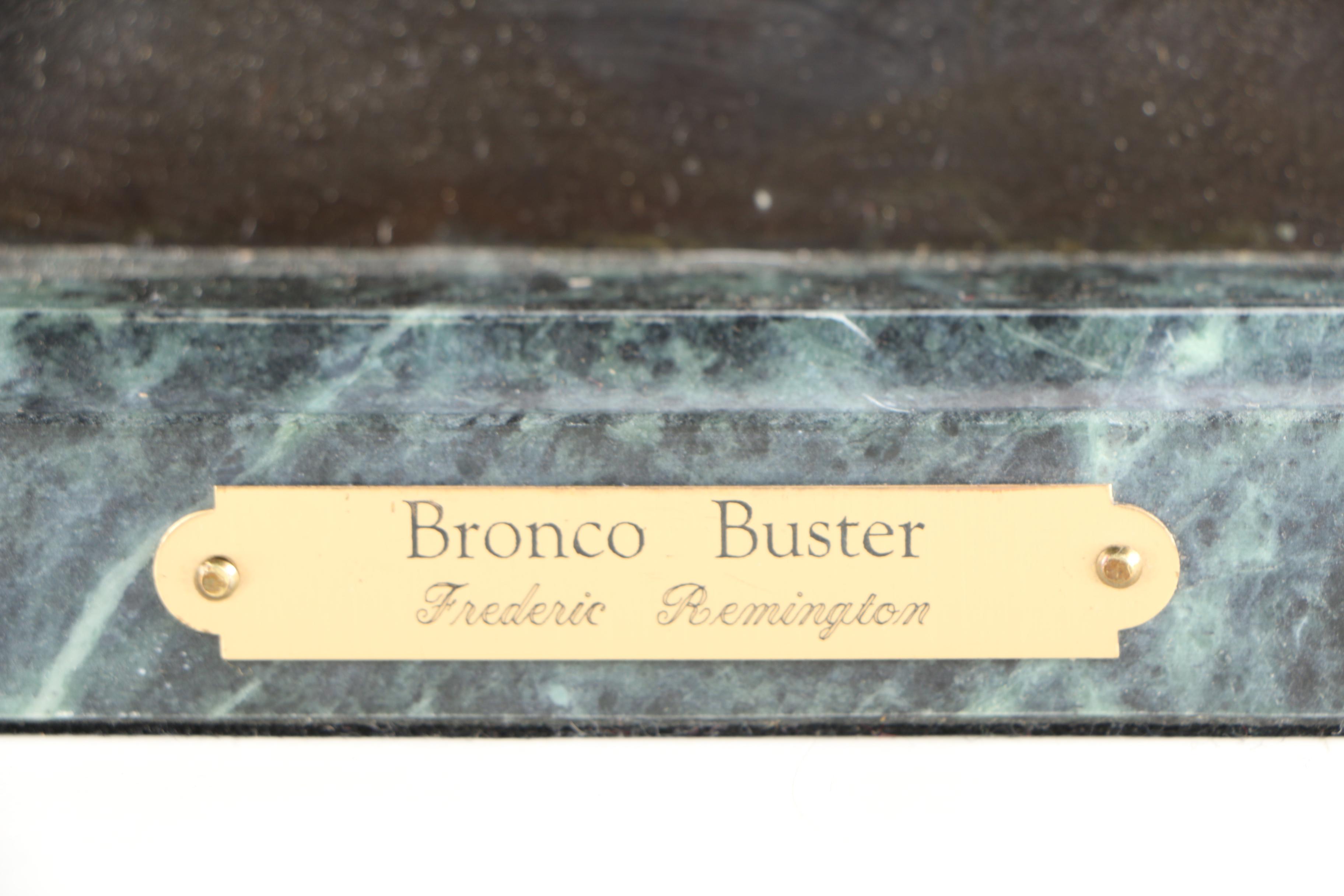 Bronze Reproduction Sculpture After Frederic Remington "Bronco Buster"