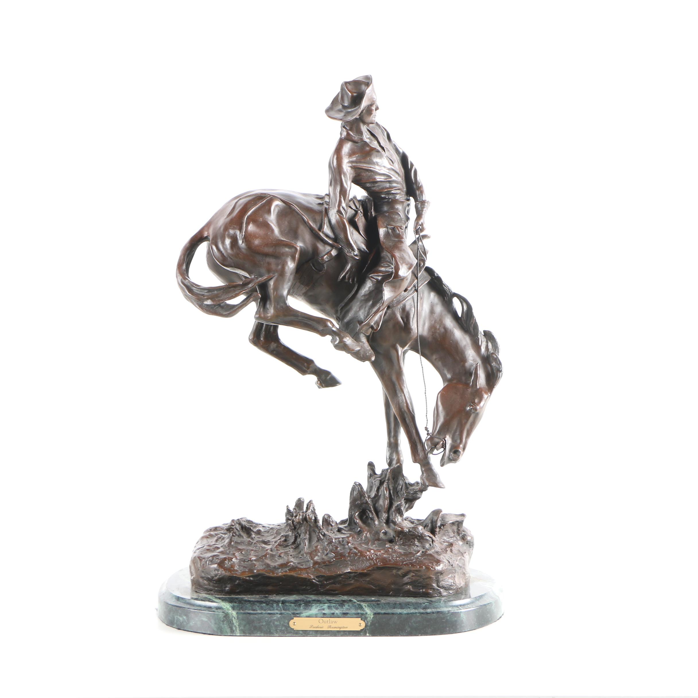 Copper and Iron Alloy Sculpture After Frederic Remington "Outlaw"