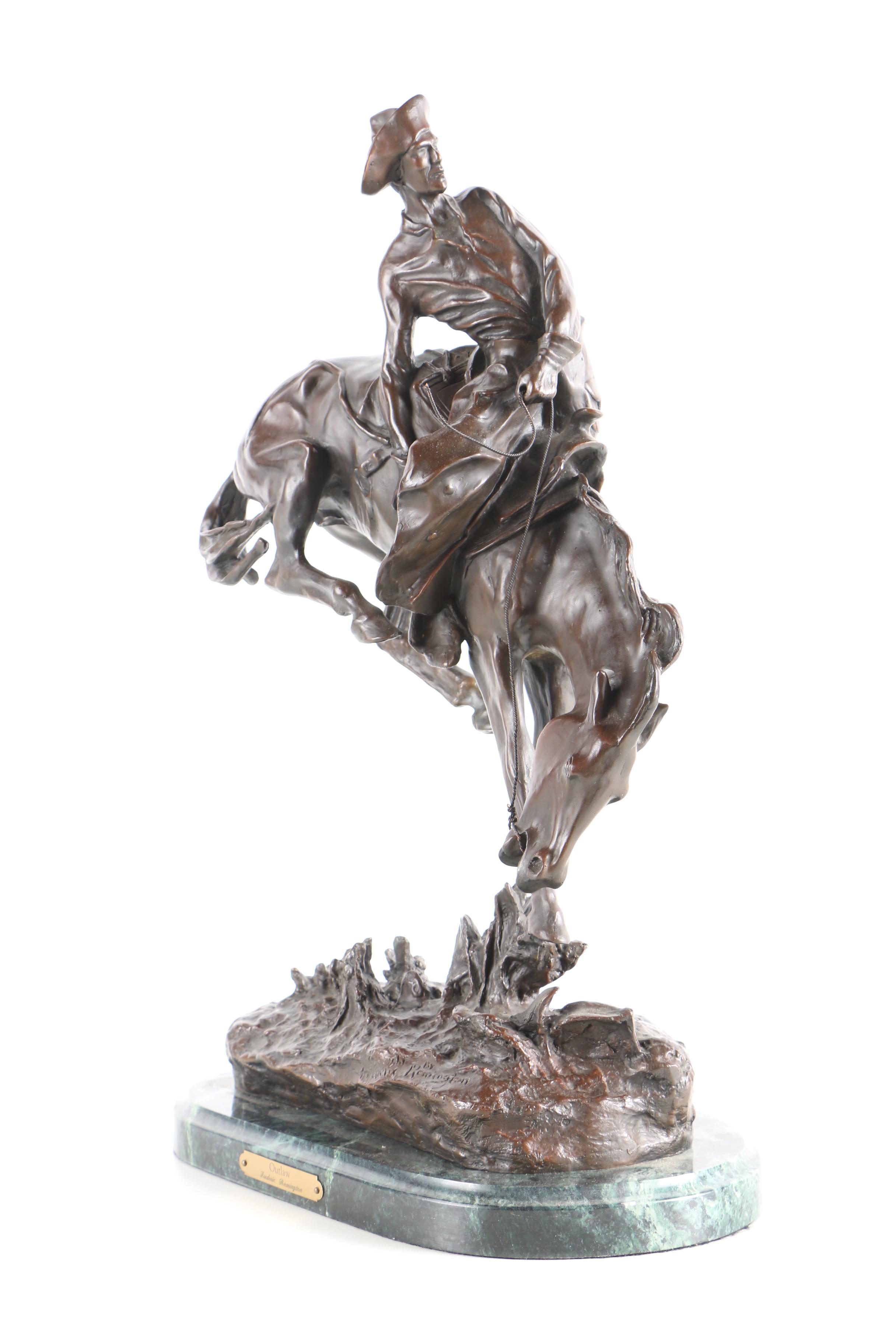 Copper and Iron Alloy Sculpture After Frederic Remington "Outlaw"