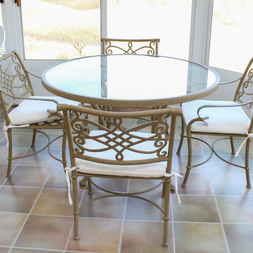Iron and Glass Outdoor Dining Set
