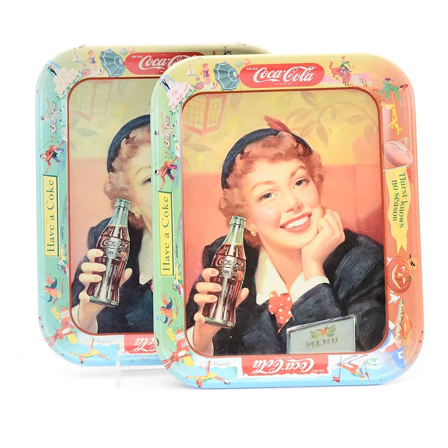 Two 1950s "Drink Coca-Cola" Metal Lithographed Beverage Trays