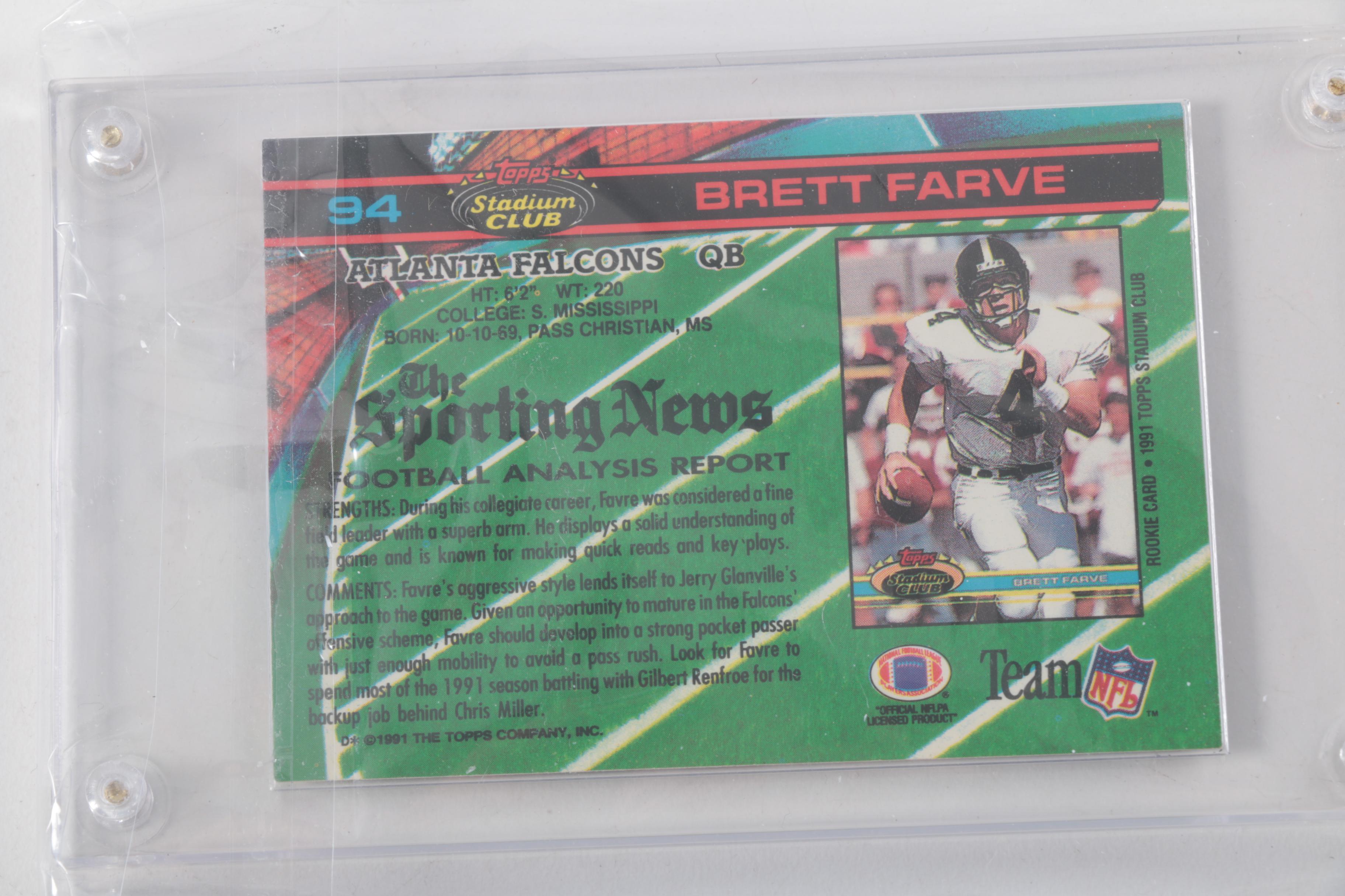 1991 Topps Stadium Club Football Cards Including Brett Favre Rookie Card
