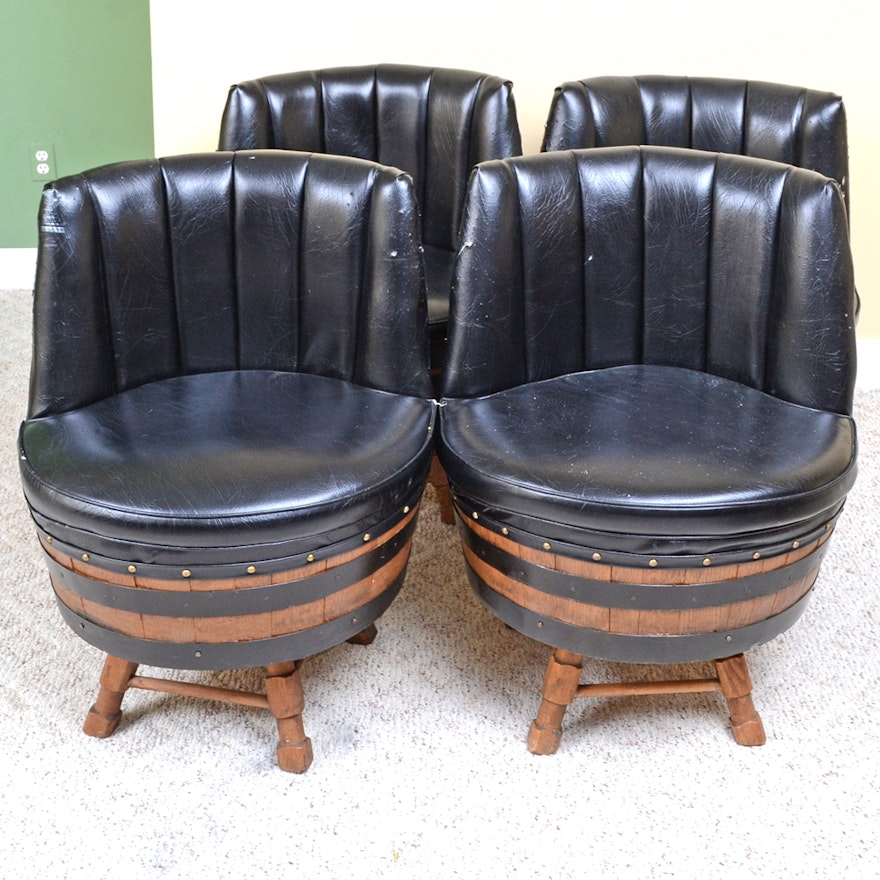 Set of Oak Barrel Chairs