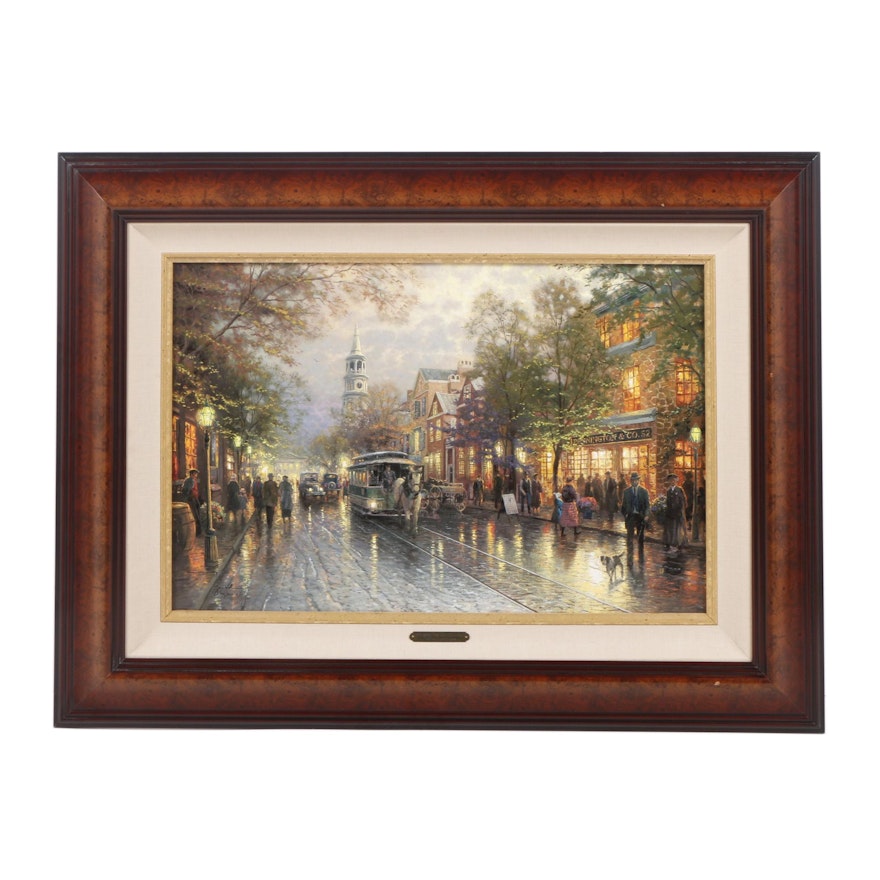 Giclee Print After Thomas Kinkade's "Evening On The Avenue"